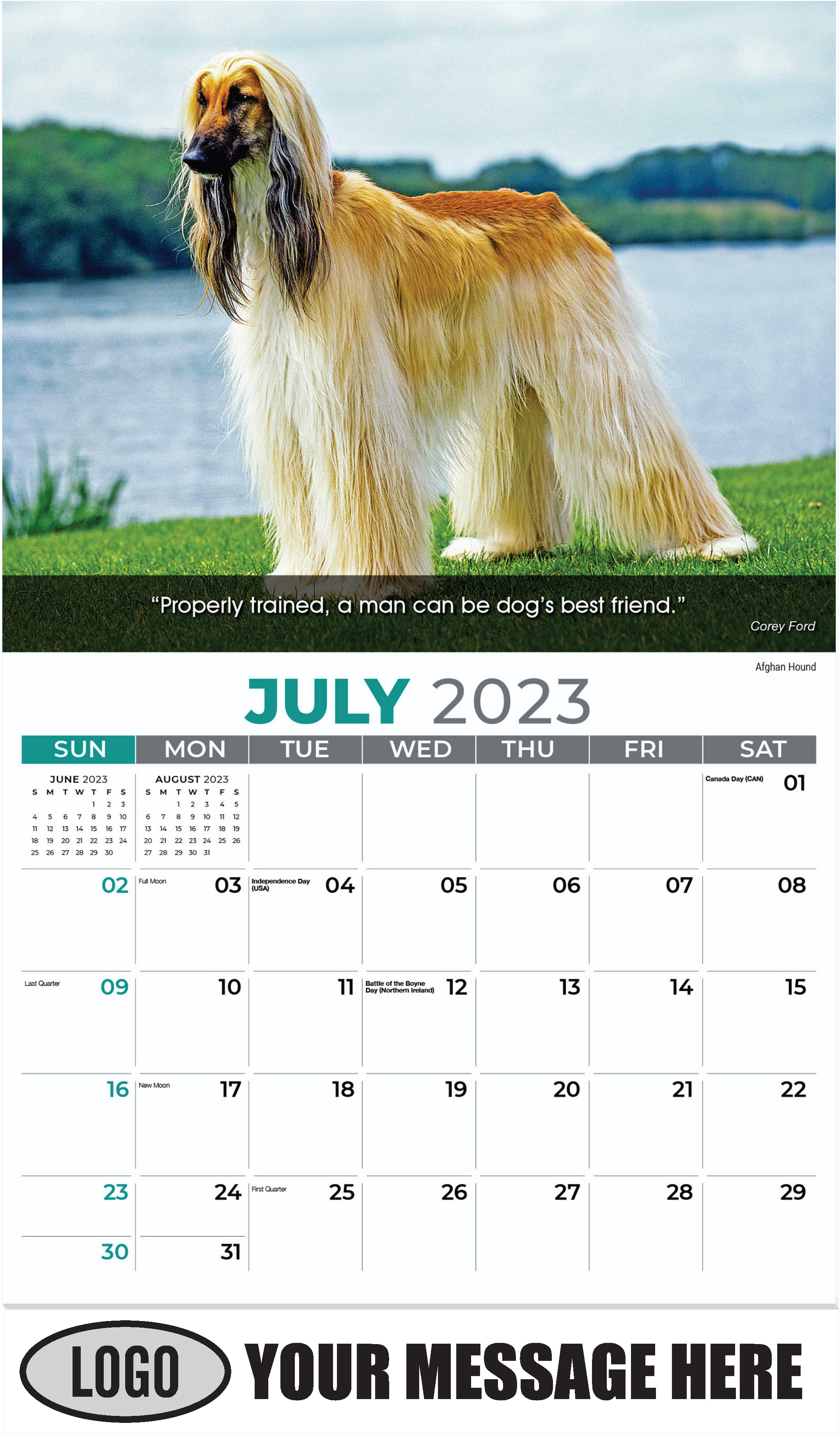 Afghan Hound - July - Dogs, ''Man's Best Friends'' 2023 Promotional Calendar
