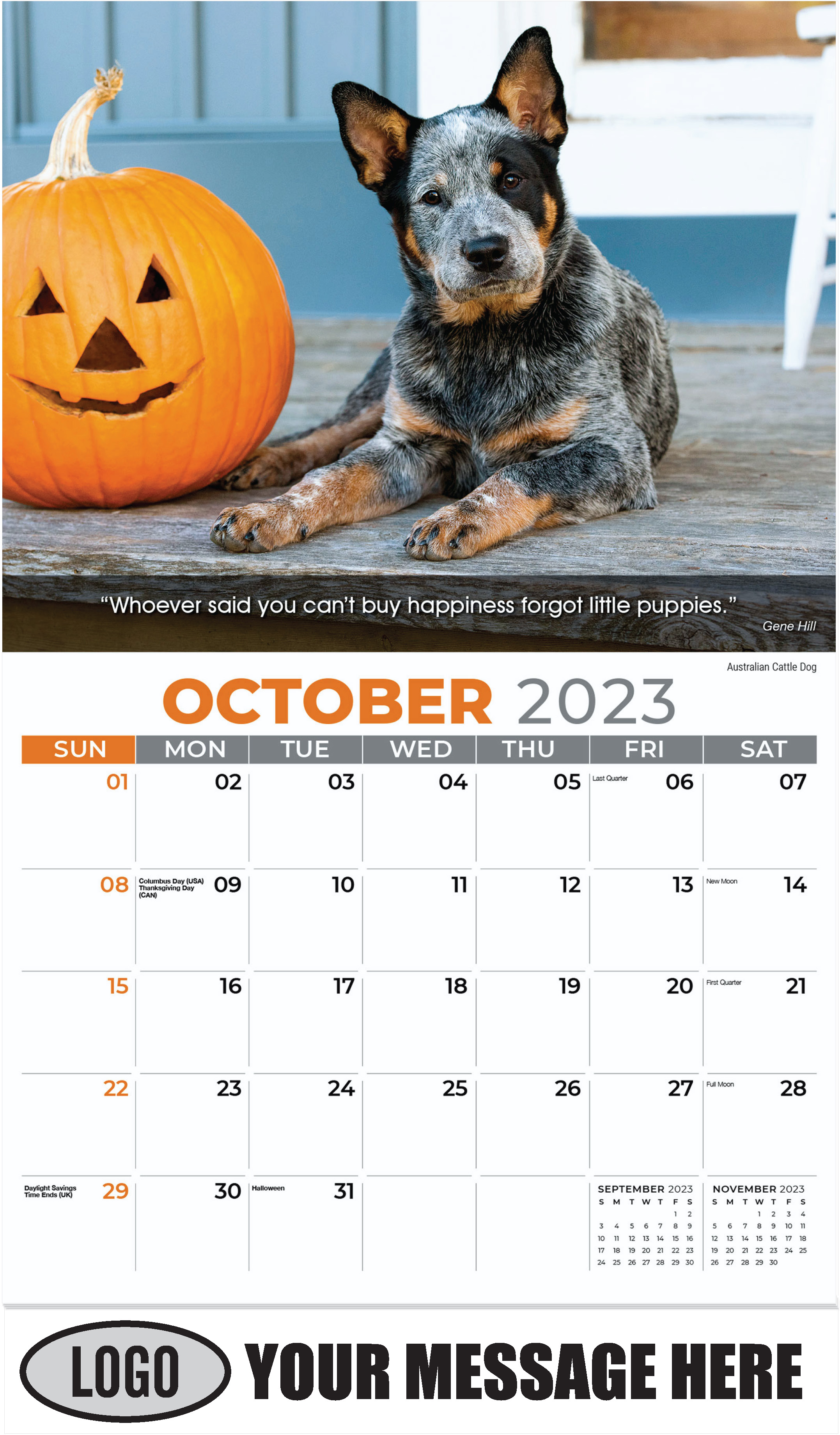 FALSE - October - Dogs, ''Man's Best Friends'' 2023 Promotional Calendar