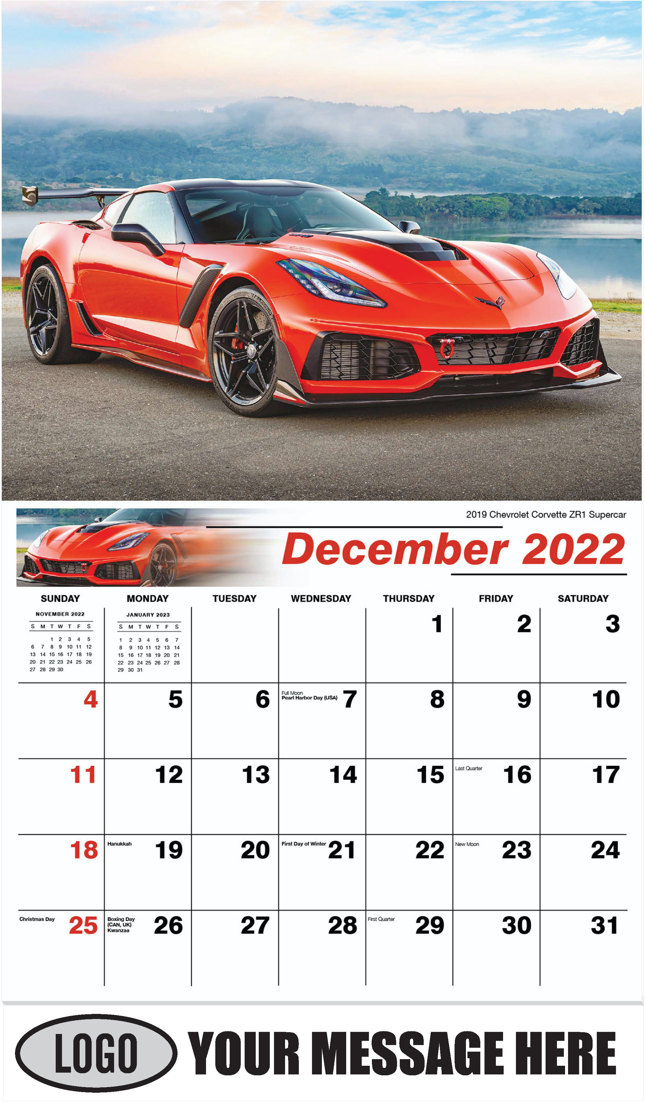 2019 Chevrolet Corvette ZR1 Supercar - December 2022 - Exotic Cars 2023 Promotional Calendar