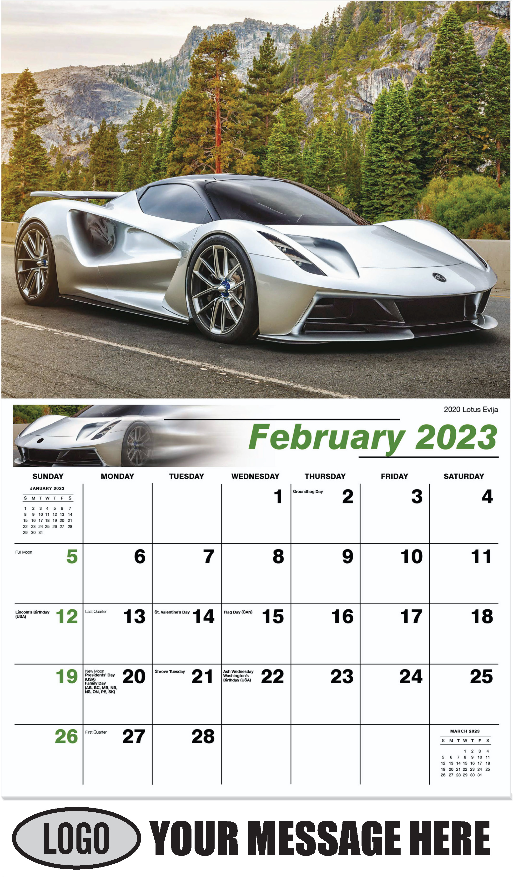 2020 Lotus Evija - February - Exotic Cars 2023 Promotional Calendar