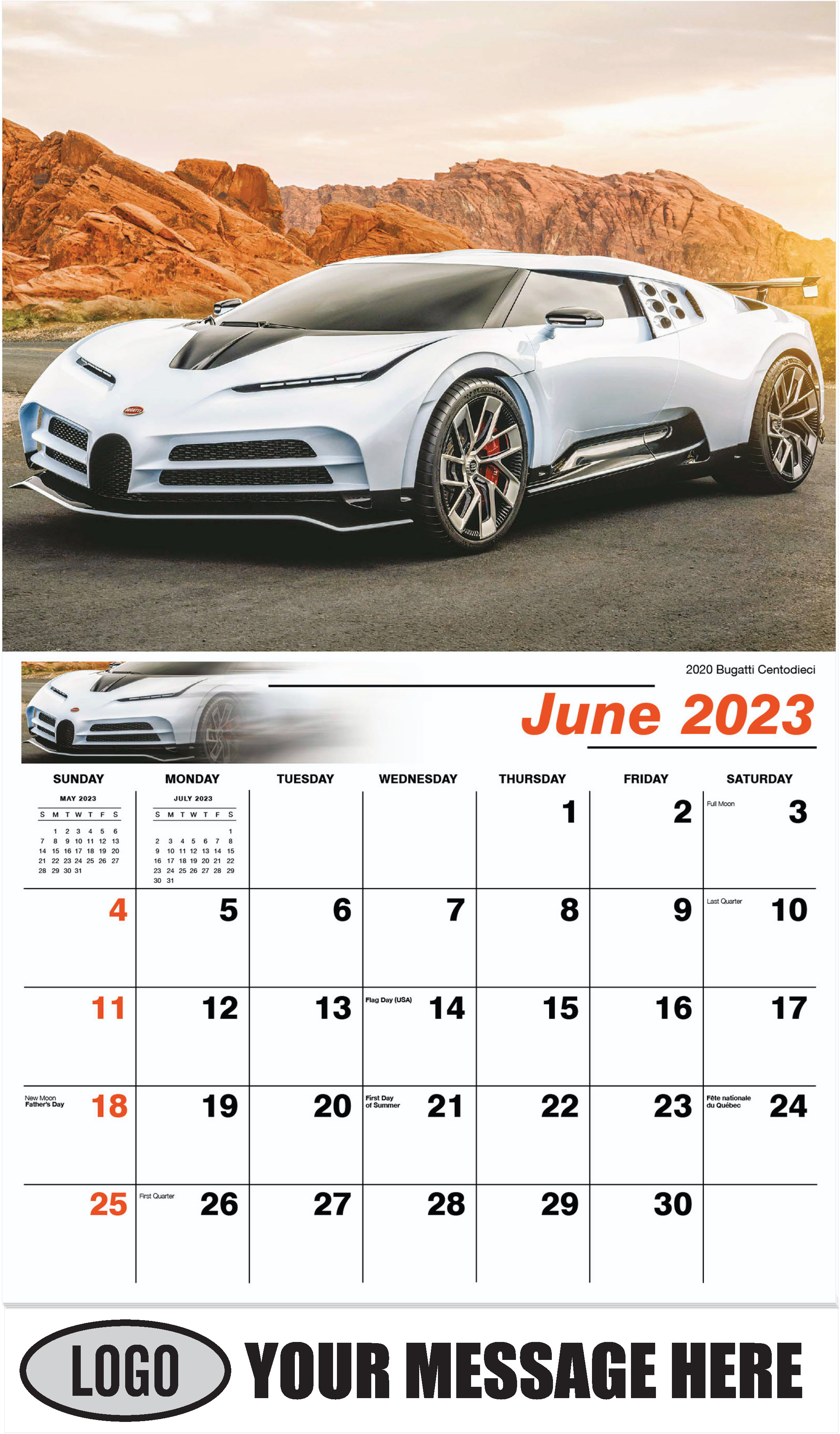 2020 Bugatti Centodieci - June - Exotic Cars 2023 Promotional Calendar