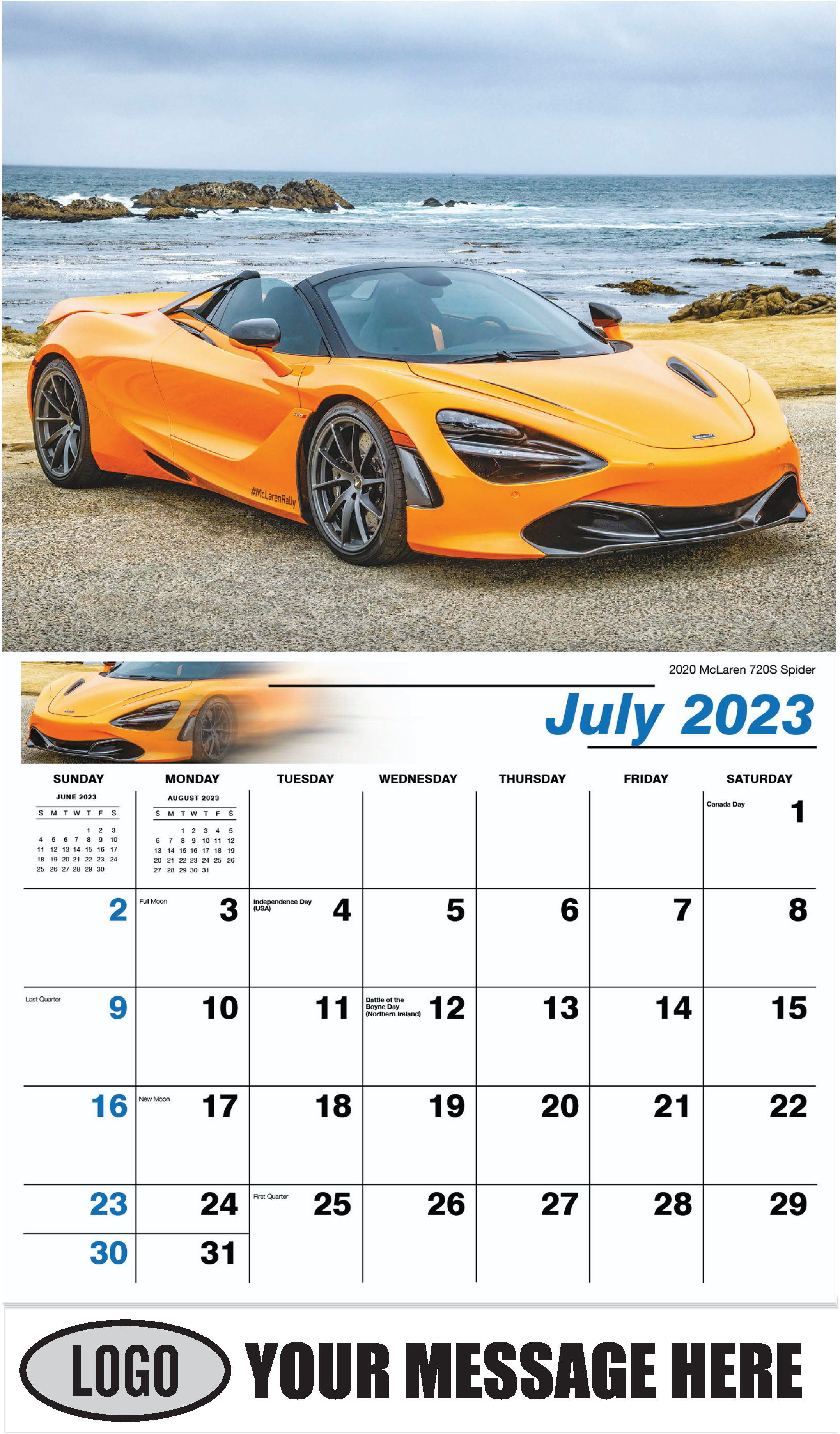 2020 McLaren 720S Spider - July - Exotic Cars 2023 Promotional Calendar