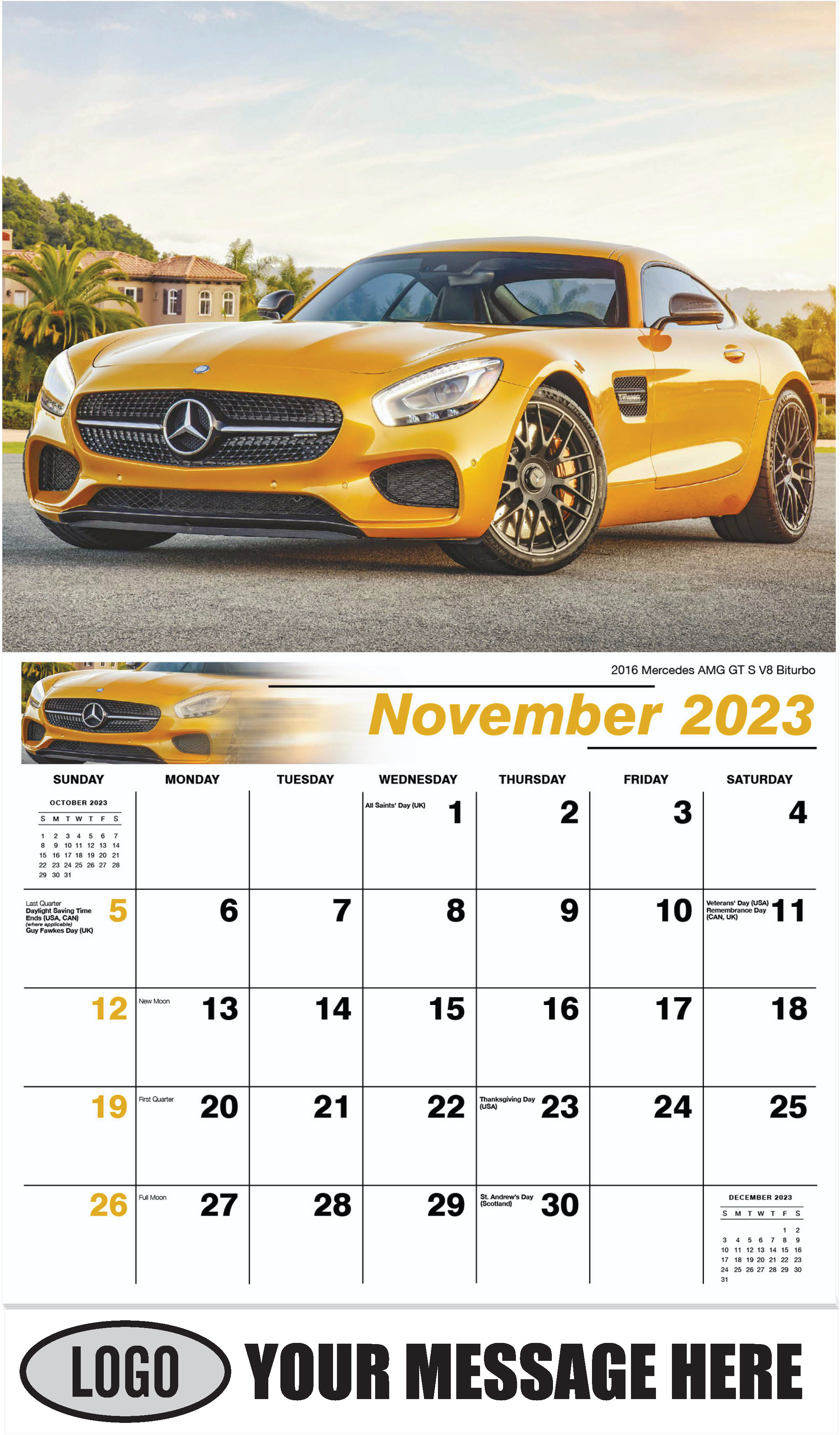 2016 Mercedes AMG GT S V8 Biturbo - November - Exotic Cars 2023 Promotional Calendar