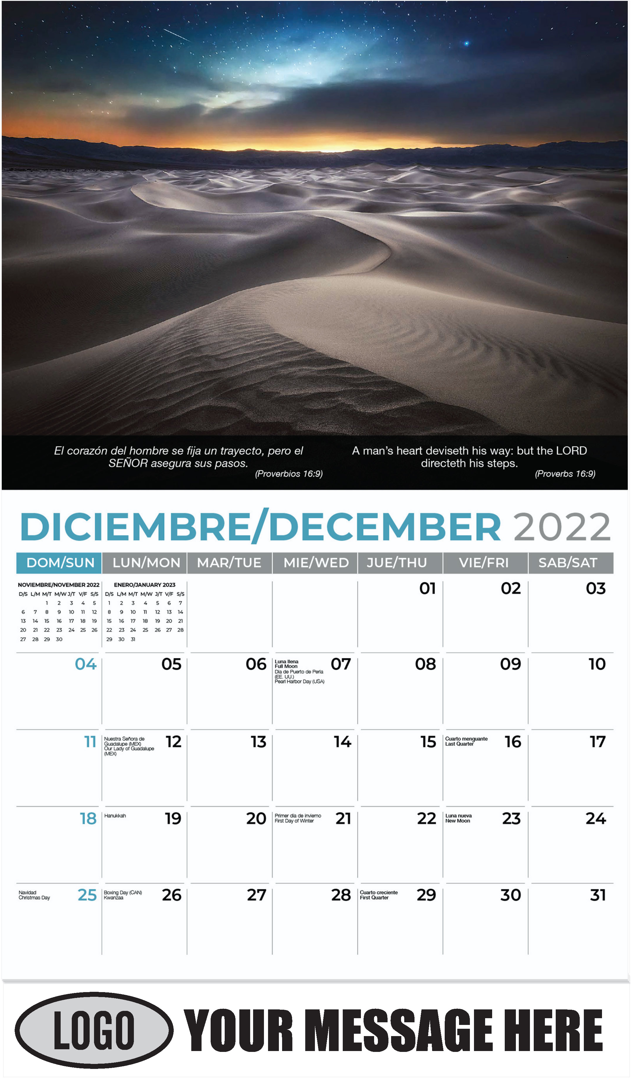 Mesquite Flat Sand Dunes, Death Valley National Park - December 2022 - Faith-Passages-Eng-Sp 2023 Promotional Calendar