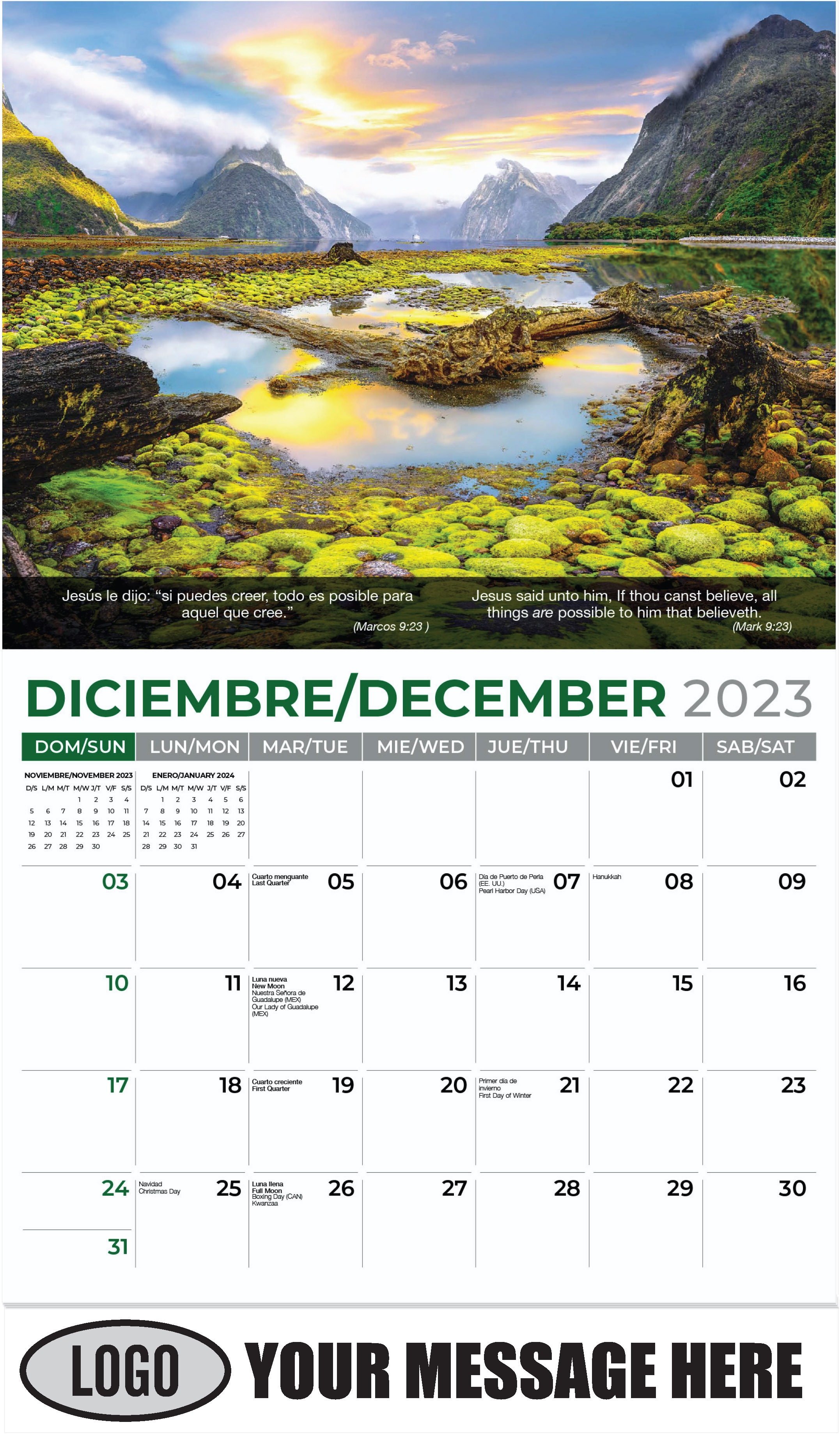 Land of Lord - December 2023 - Faith-Passages-Eng-Sp 2023 Promotional Calendar