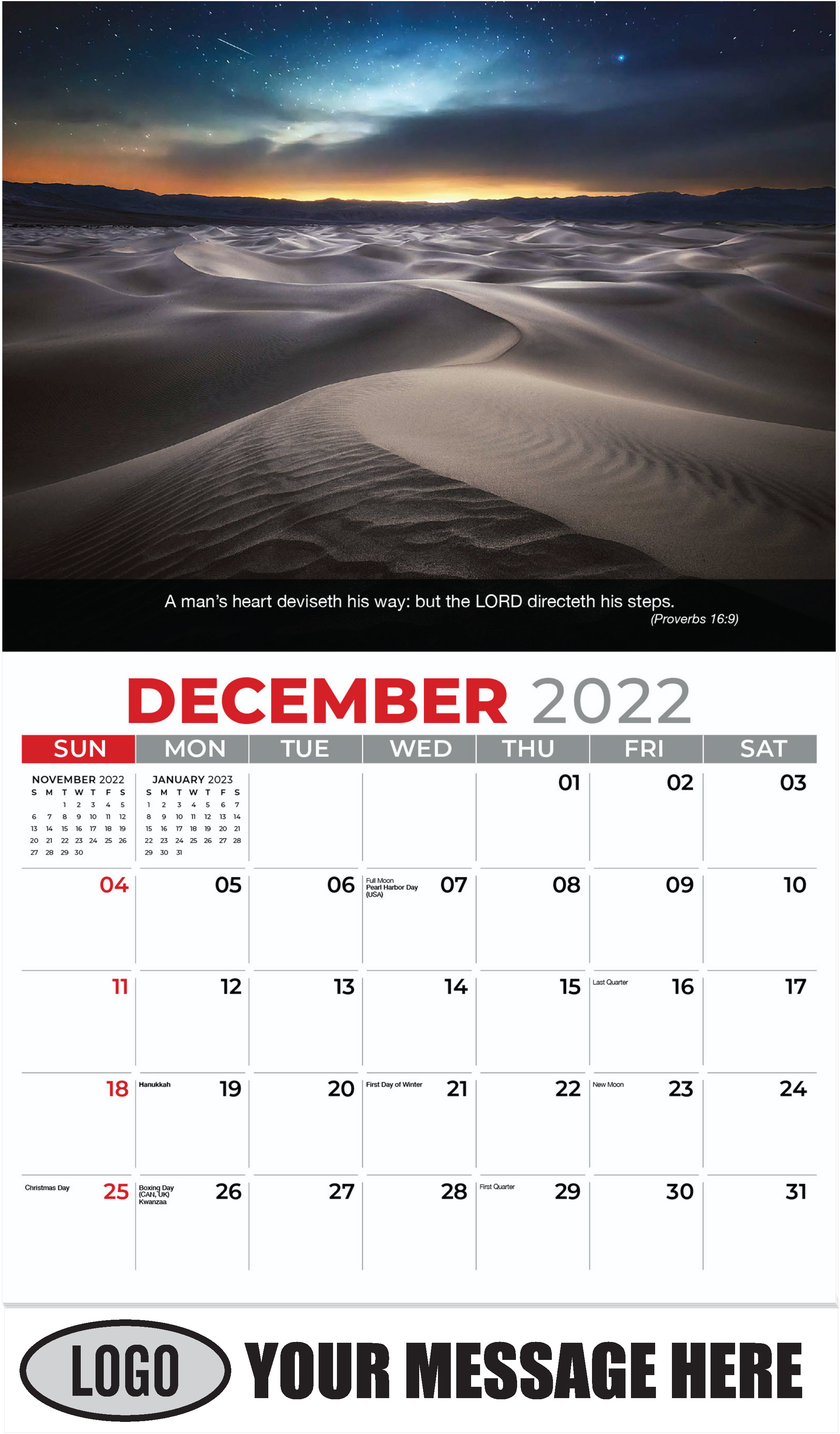 Mesquite Flat Sand Dunes, Death Valley National Park - December 2022 - Faith Passages 2023 Promotional Calendar