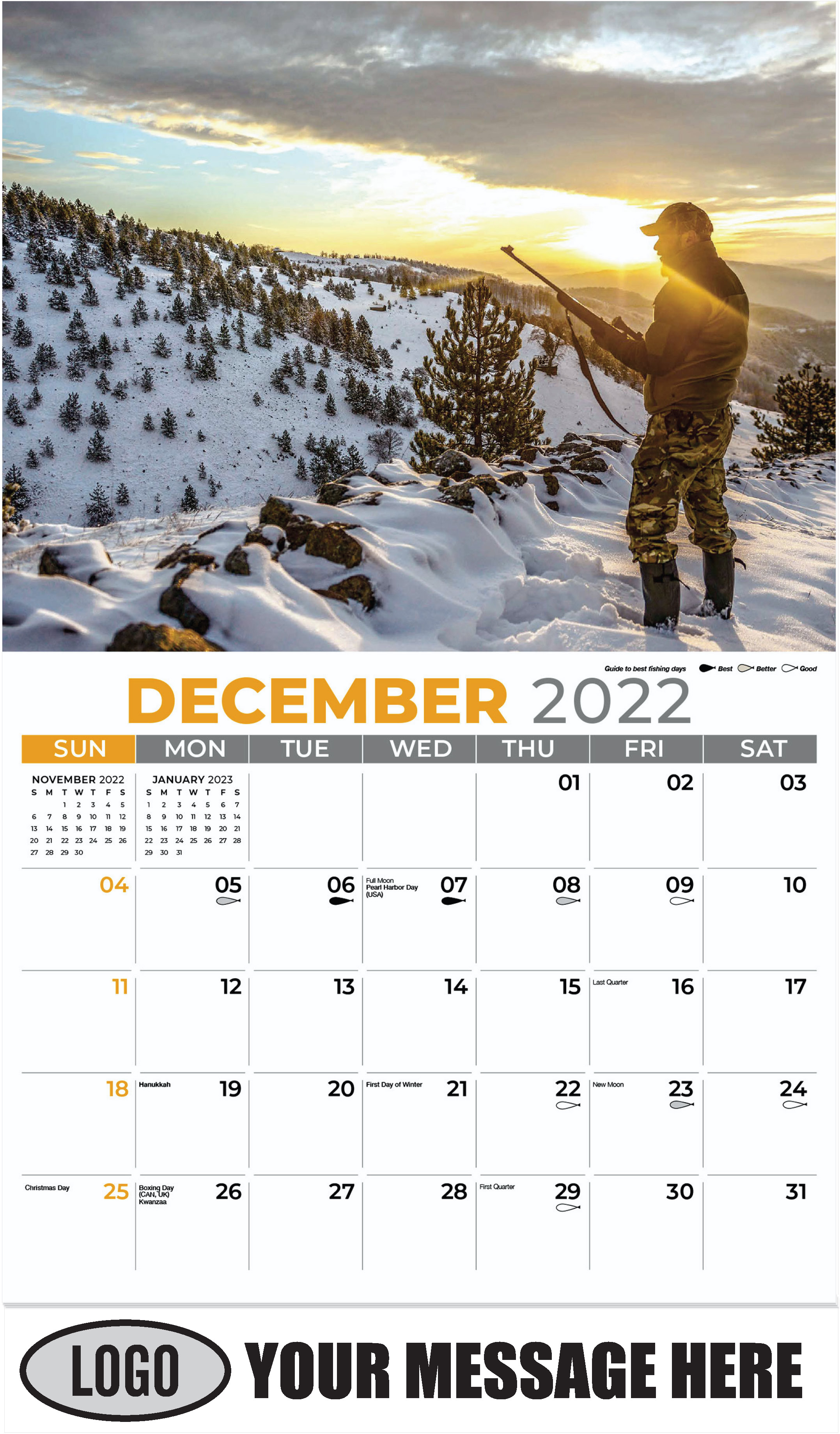 2023 Promotional Advertising Calendar Fishing and Hunting low as 65¢