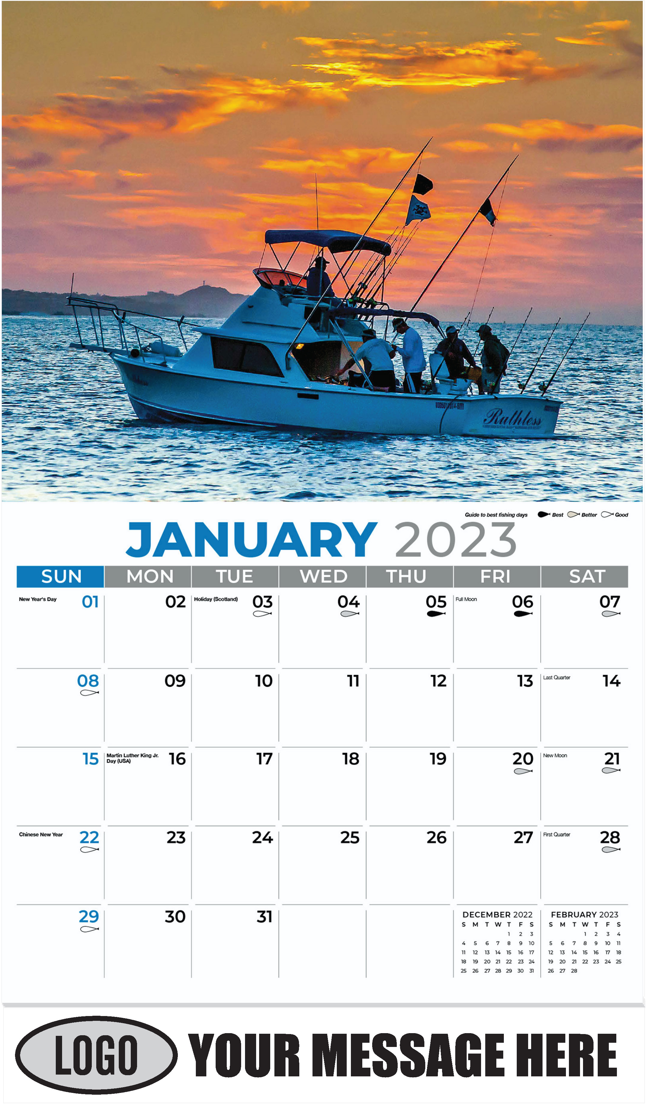 2023 Promotional Advertising Calendar Fishing and Hunting low as 65¢
