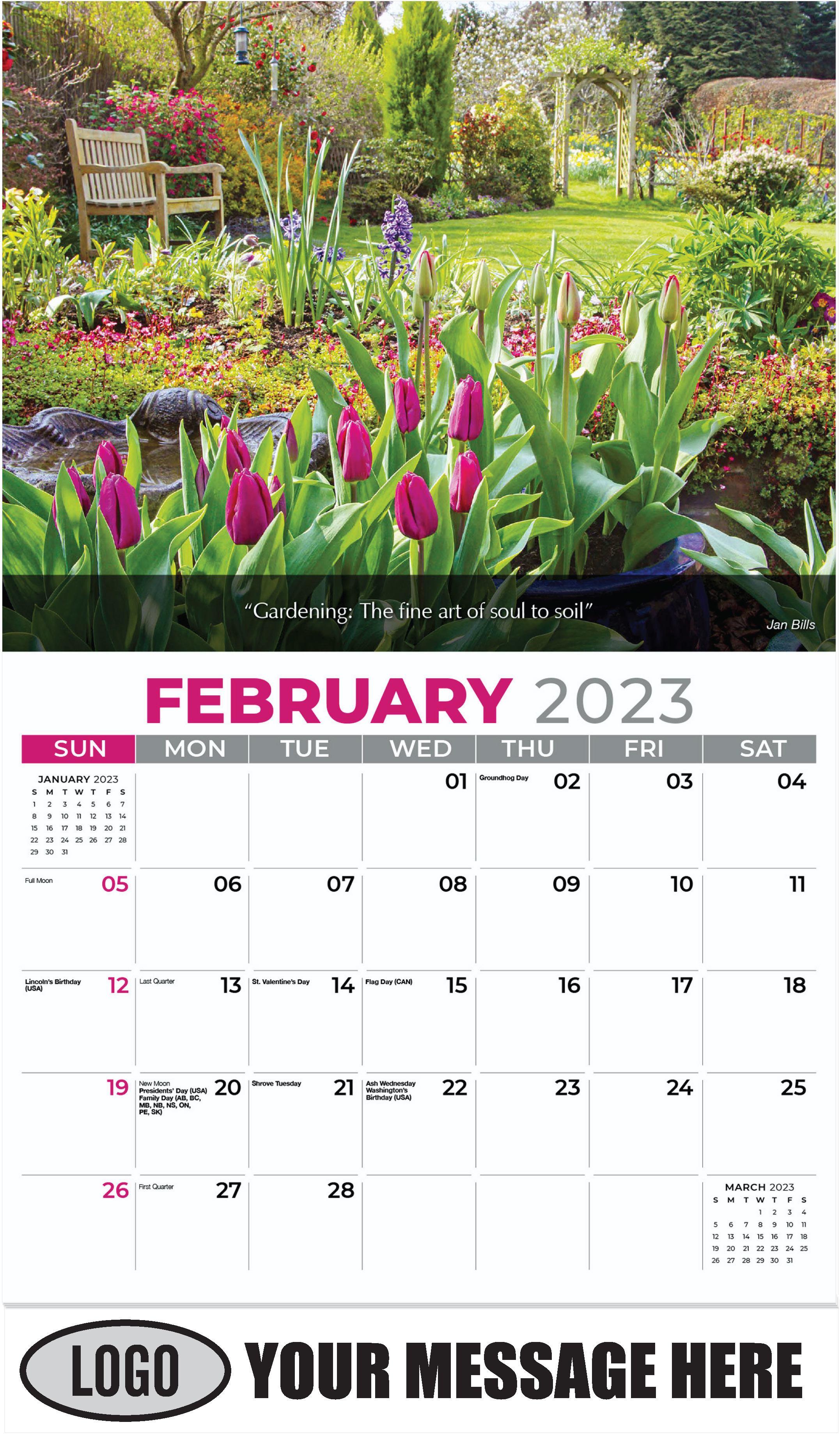 English domestic garden - February - Flowers & Gardens 2023 Promotional Calendar