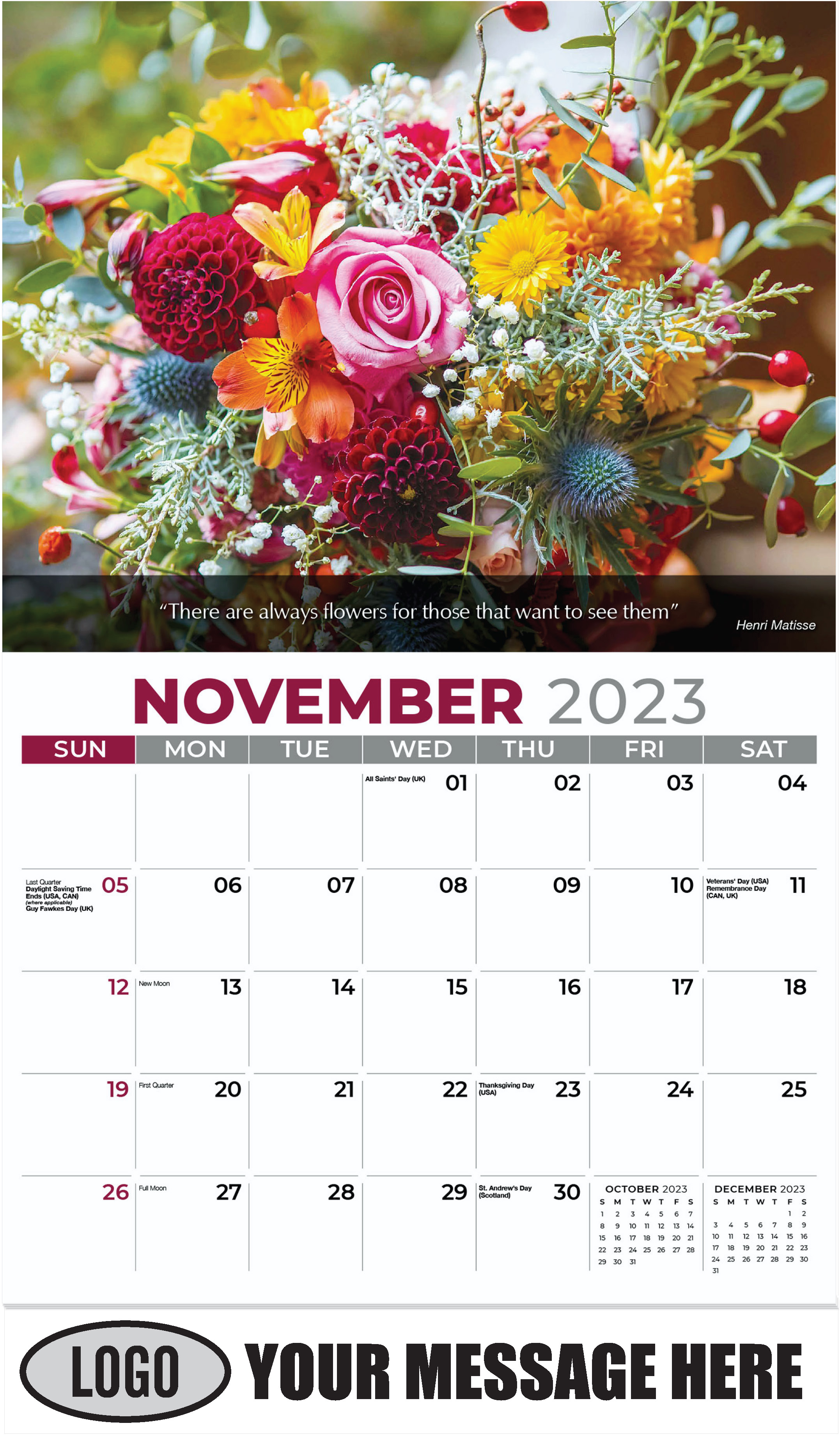 Flower Bouquet - November - Flowers & Gardens 2023 Promotional Calendar