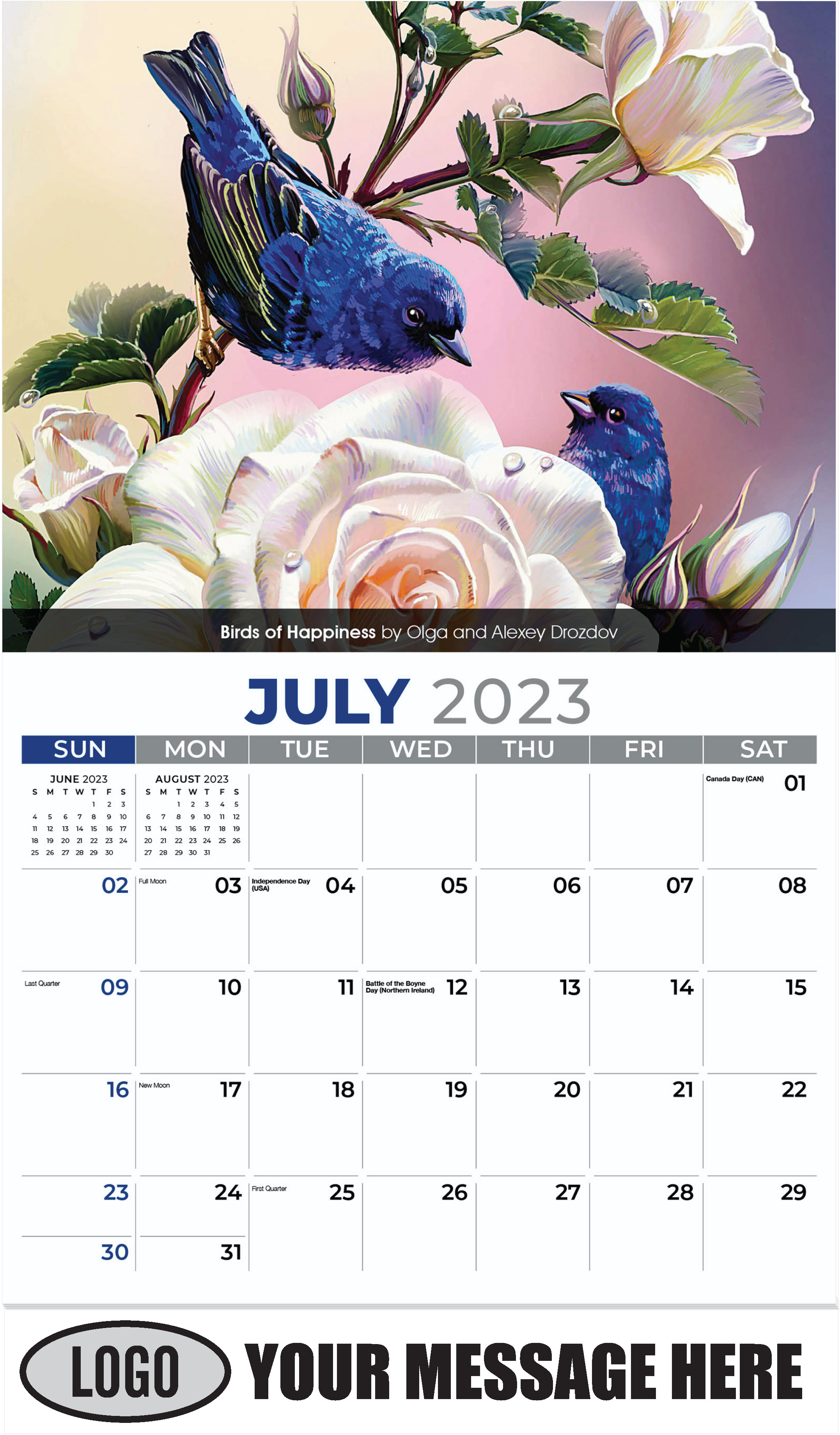 Birds of Happiness by Olga and Alexey Drozdov - July - Garden Birds 2023 Promotional Calendar