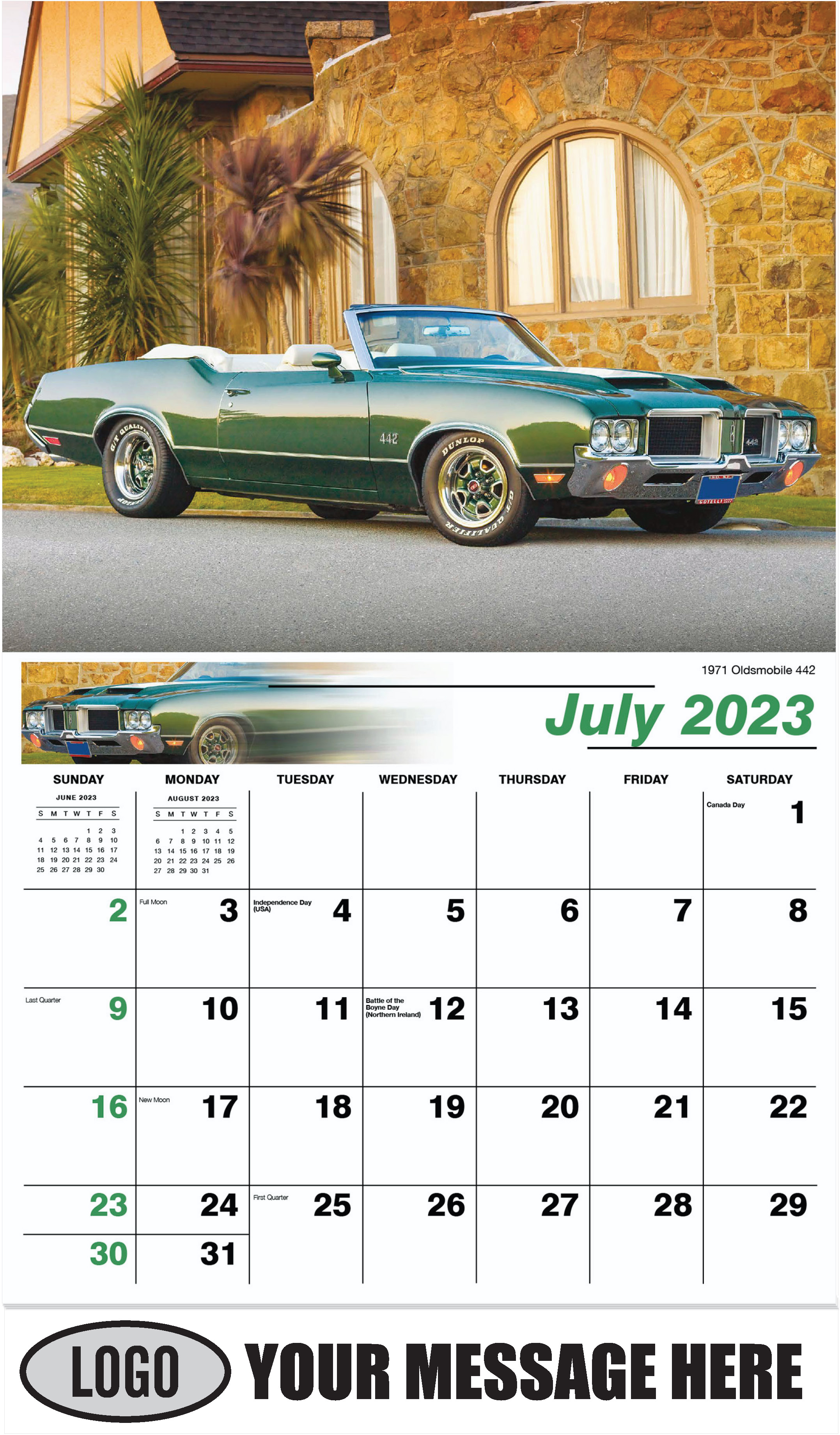 1971 Oldsmobile 442 - July - GM Classics 2023 Promotional Calendar
