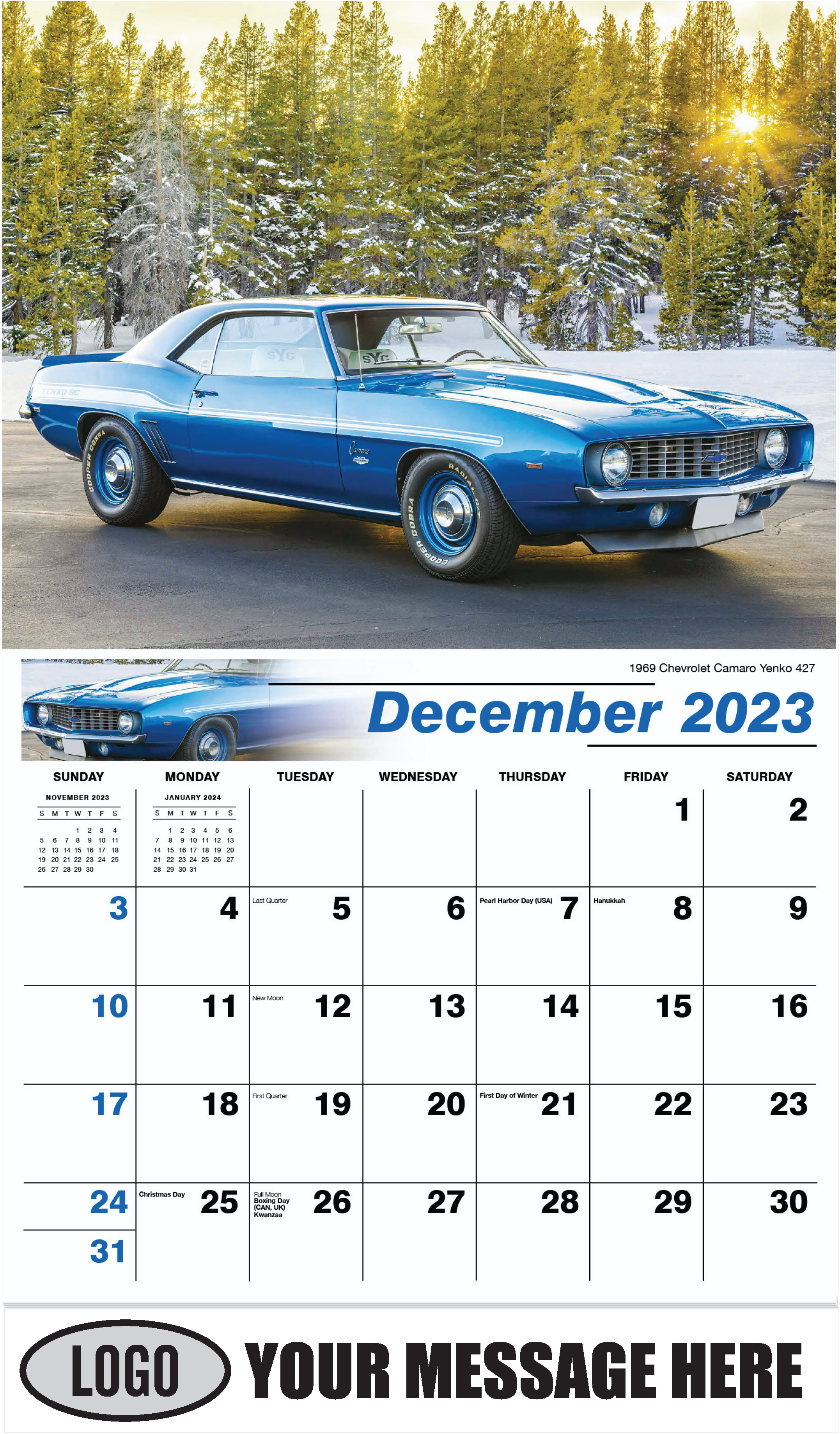 1969 Chevrolet Camaro Yenko 427 - December 2023 - GM Classics 2023 Promotional Calendar