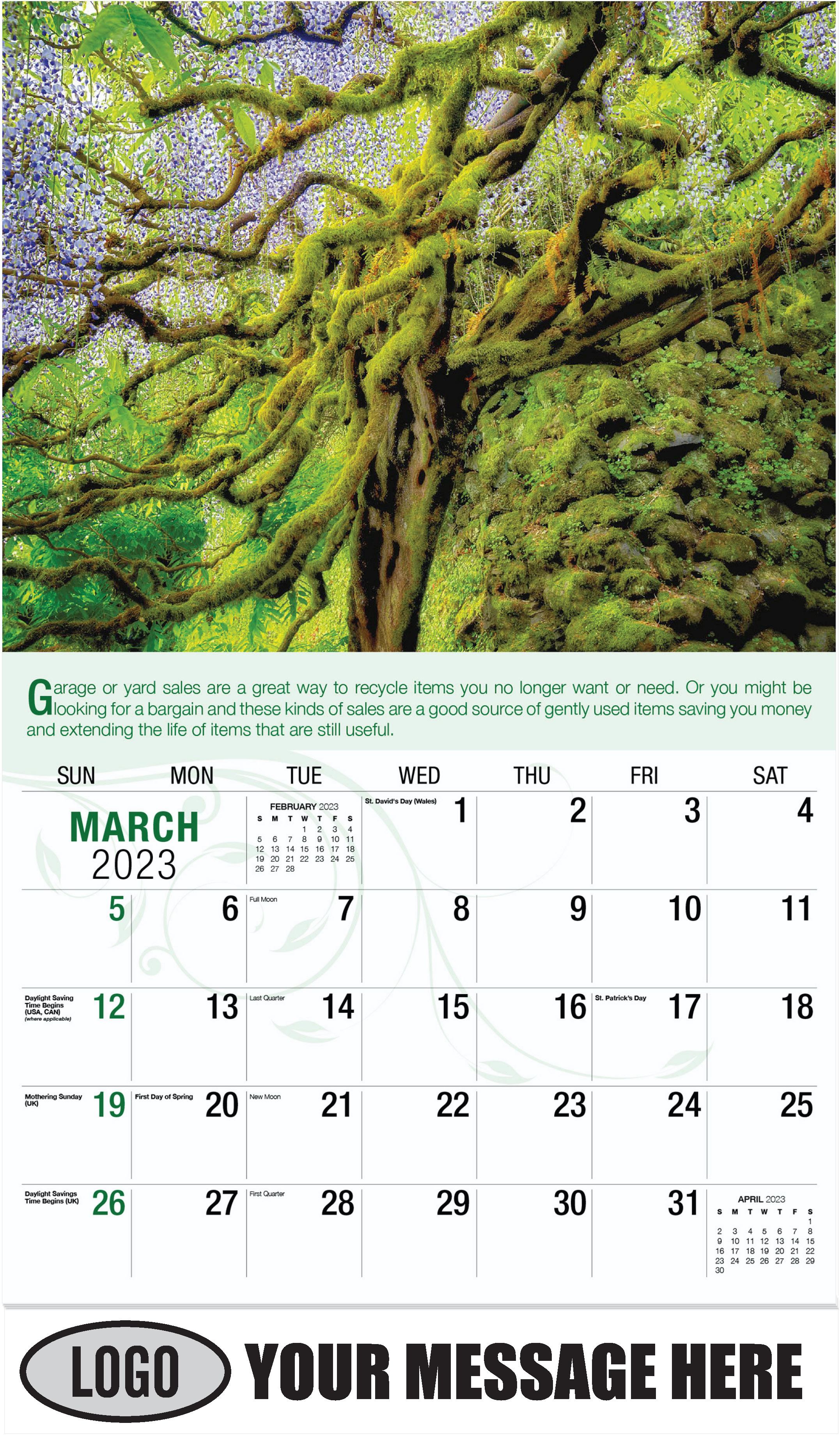 Wisteria, Portland, Oregon - March - Go Green 2023 Promotional Calendar