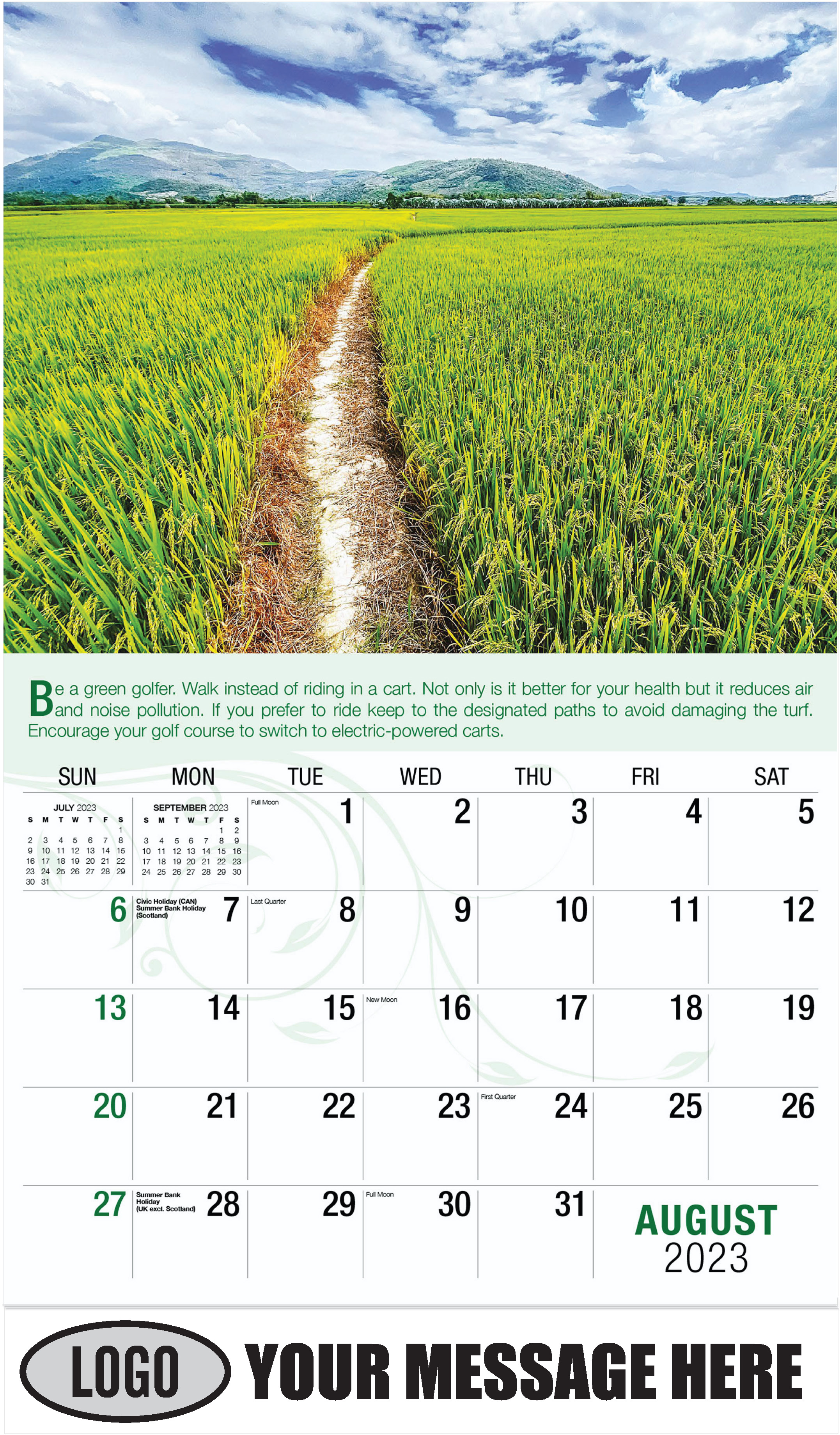 Rice Field - August - Go Green 2023 Promotional Calendar