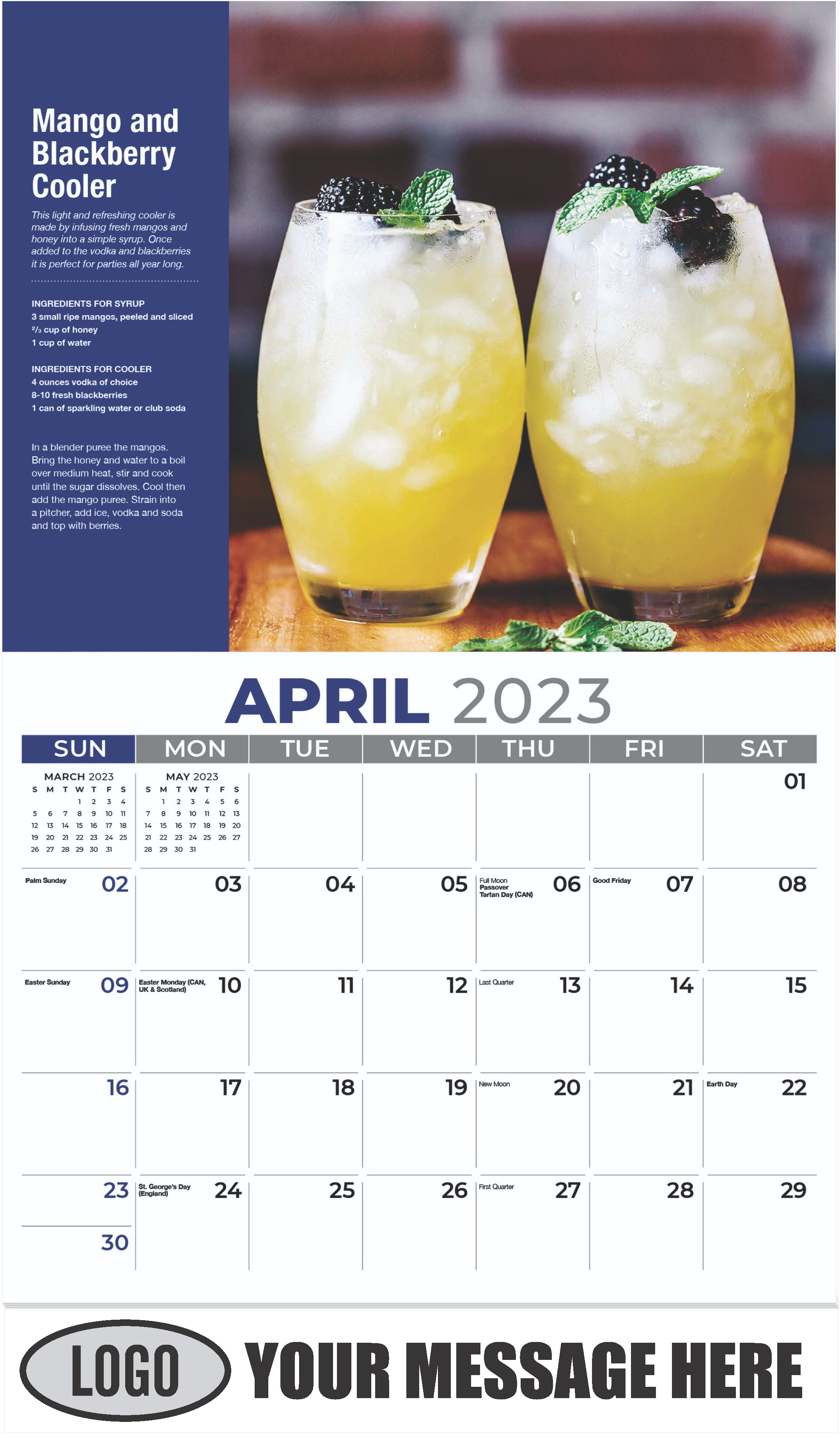 Mango and Blackberry Cooler - April - Happy Hour Cocktails 2023 Promotional Calendar
