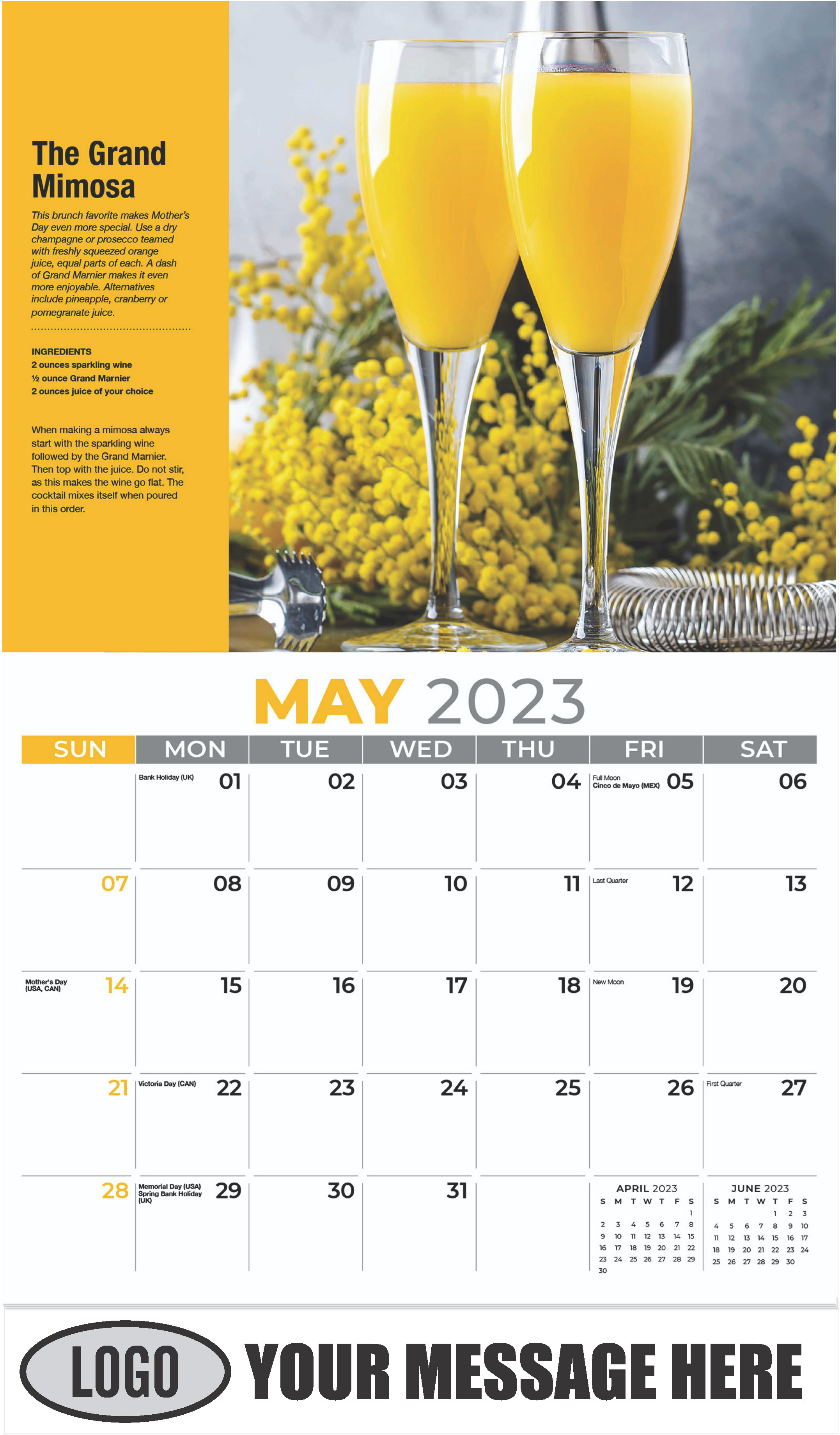 The Grand Mimosa - May - Happy Hour Cocktails 2023 Promotional Calendar