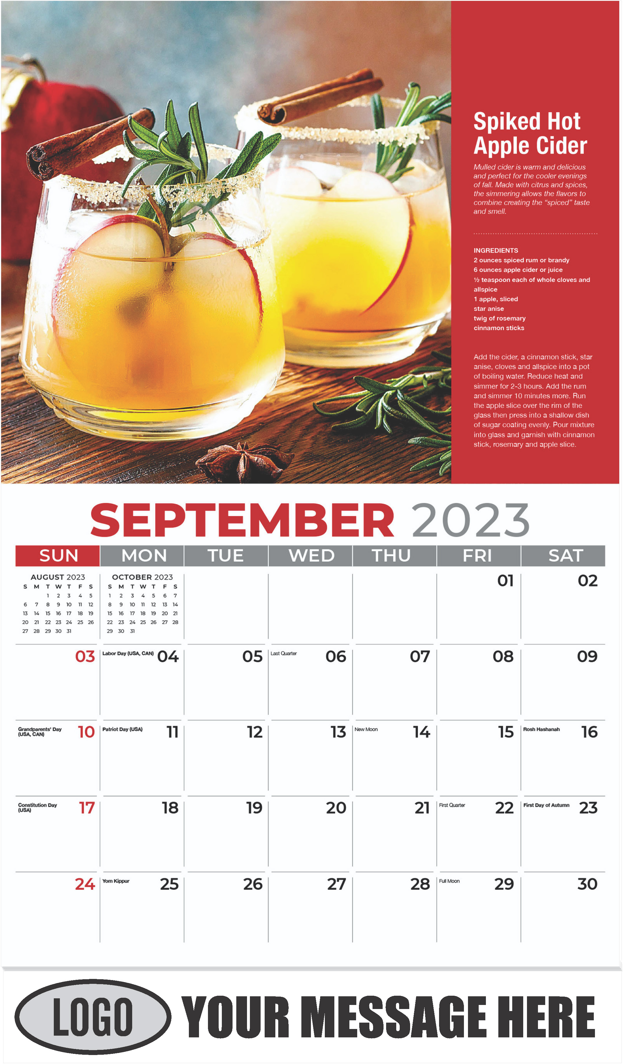 Spiked Hot Apple Cider - September - Happy Hour Cocktails 2023 Promotional Calendar