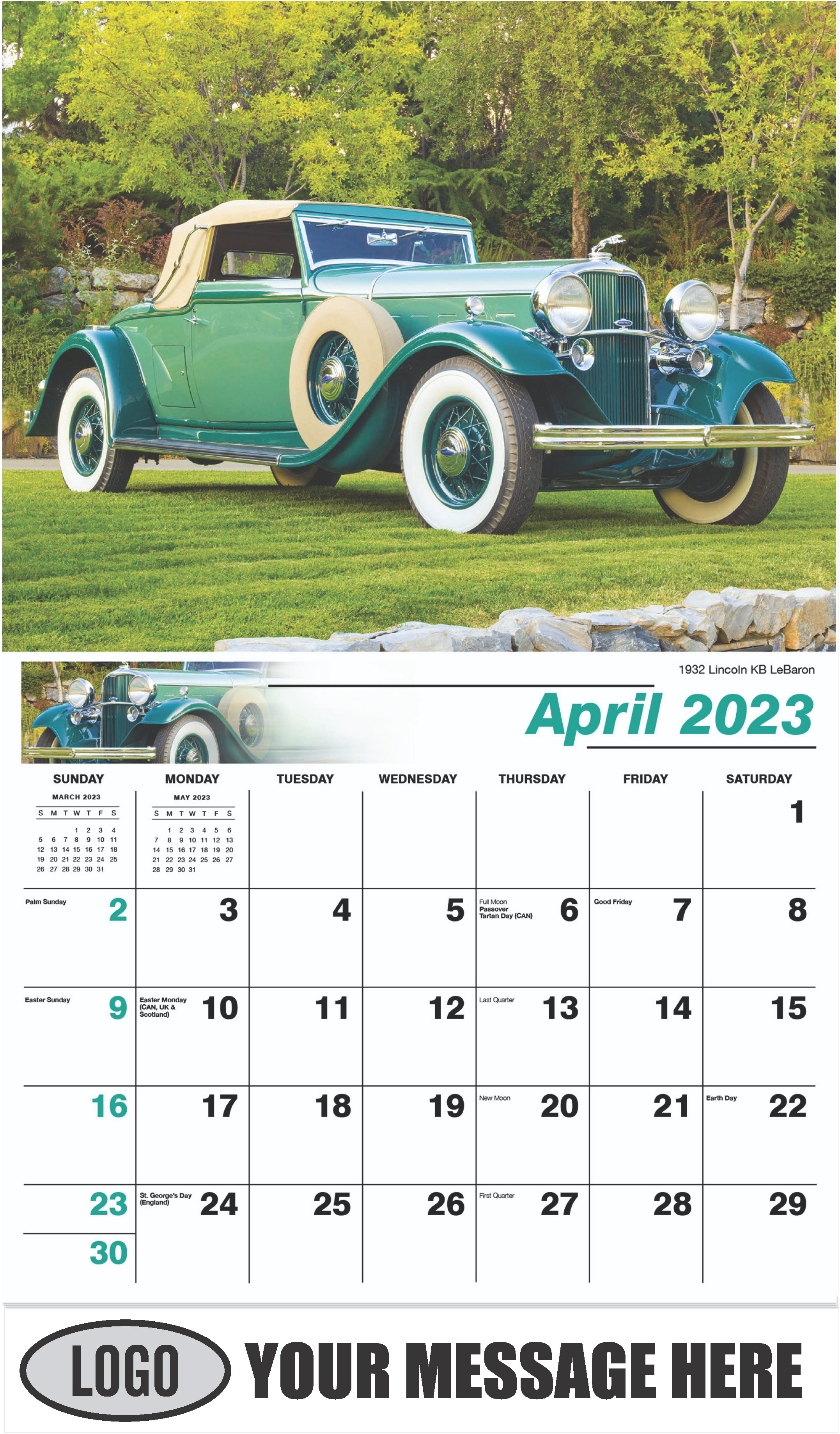 1932 Lincoln KB LeBaron - April - Henry's Heritage Ford Cars 2023 Promotional Calendar