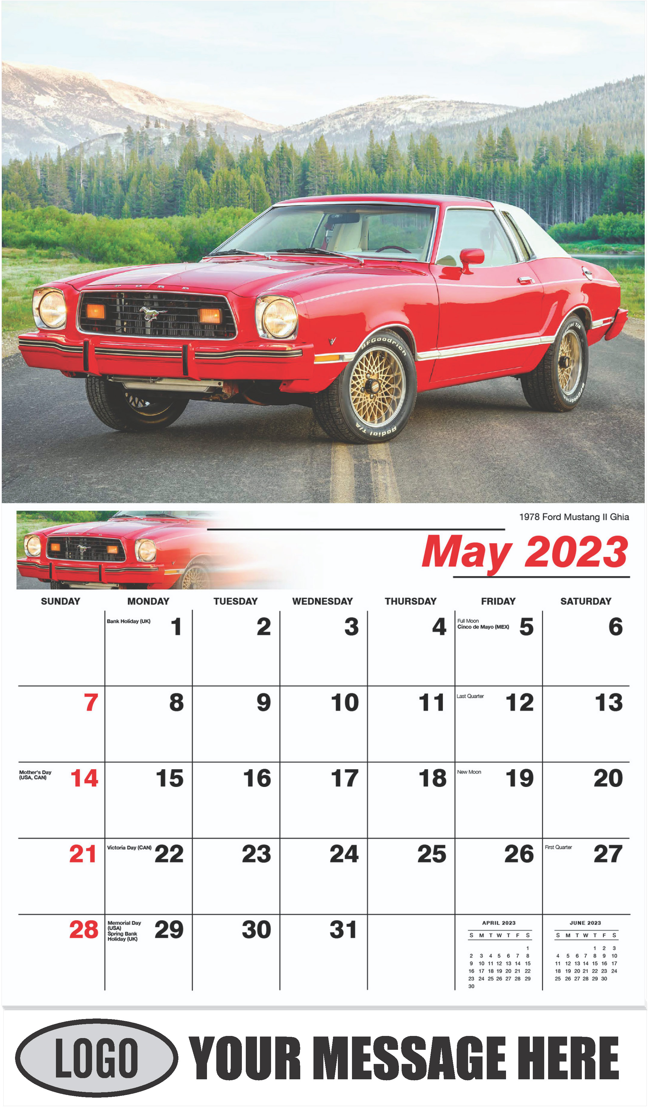 1978 Ford Mustang II Ghia - May - Henry's Heritage Ford Cars 2023 Promotional Calendar
