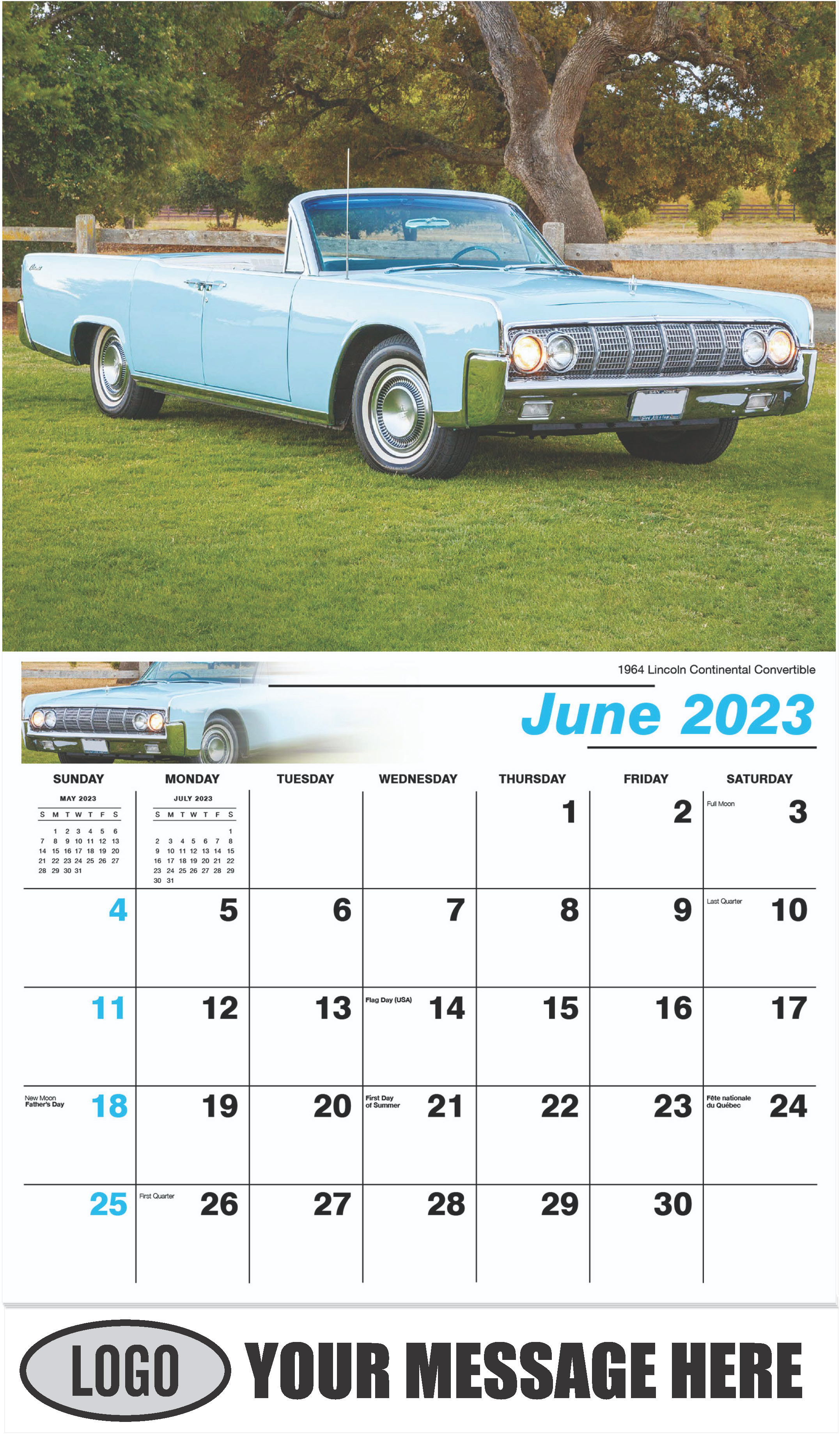 1964 Lincoln Continental Convertible - June - Henry's Heritage Ford Cars 2023 Promotional Calendar
