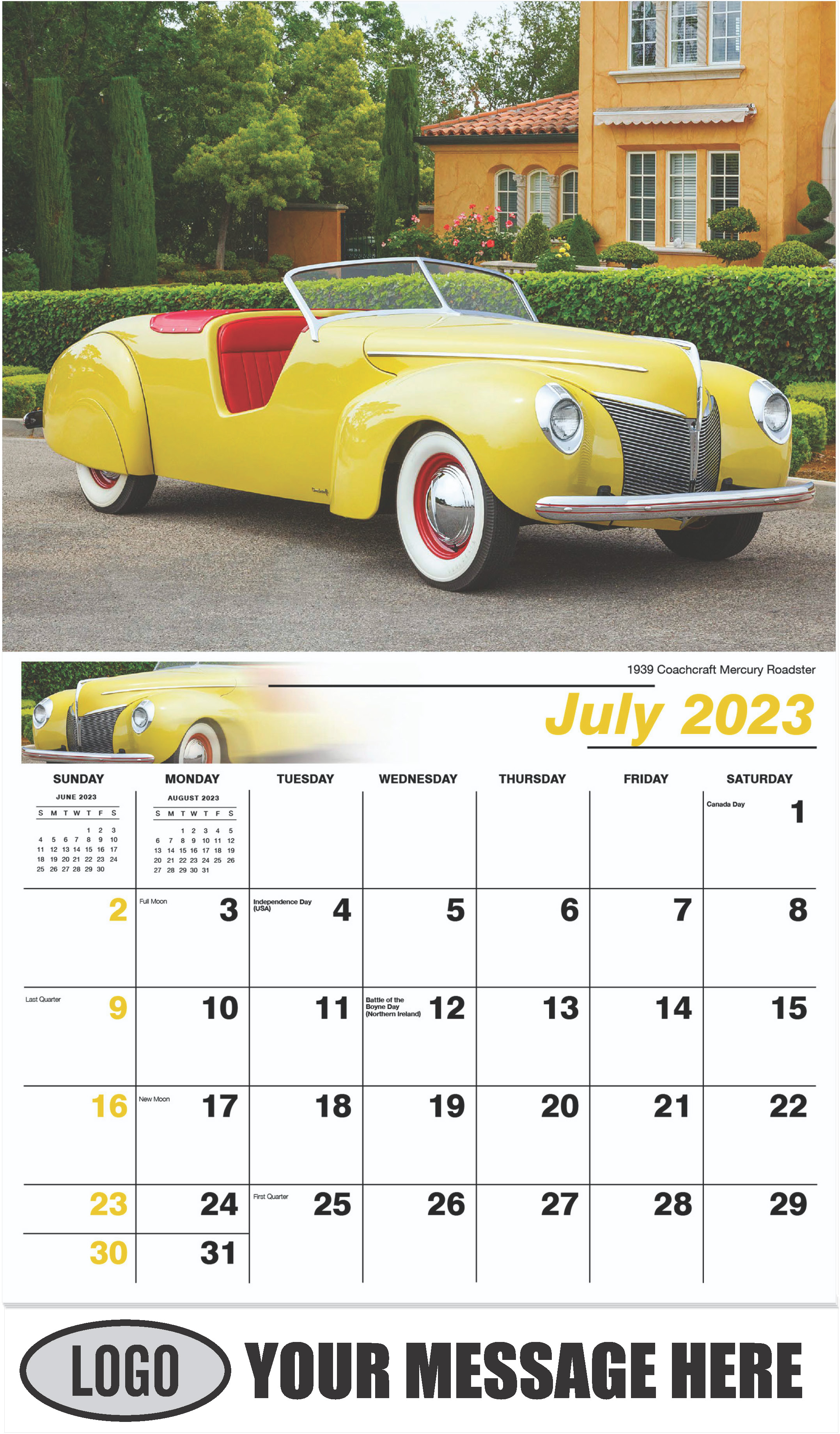 1939 Coachcraft Mercury Roadster - July - Henry's Heritage Ford Cars 2023 Promotional Calendar