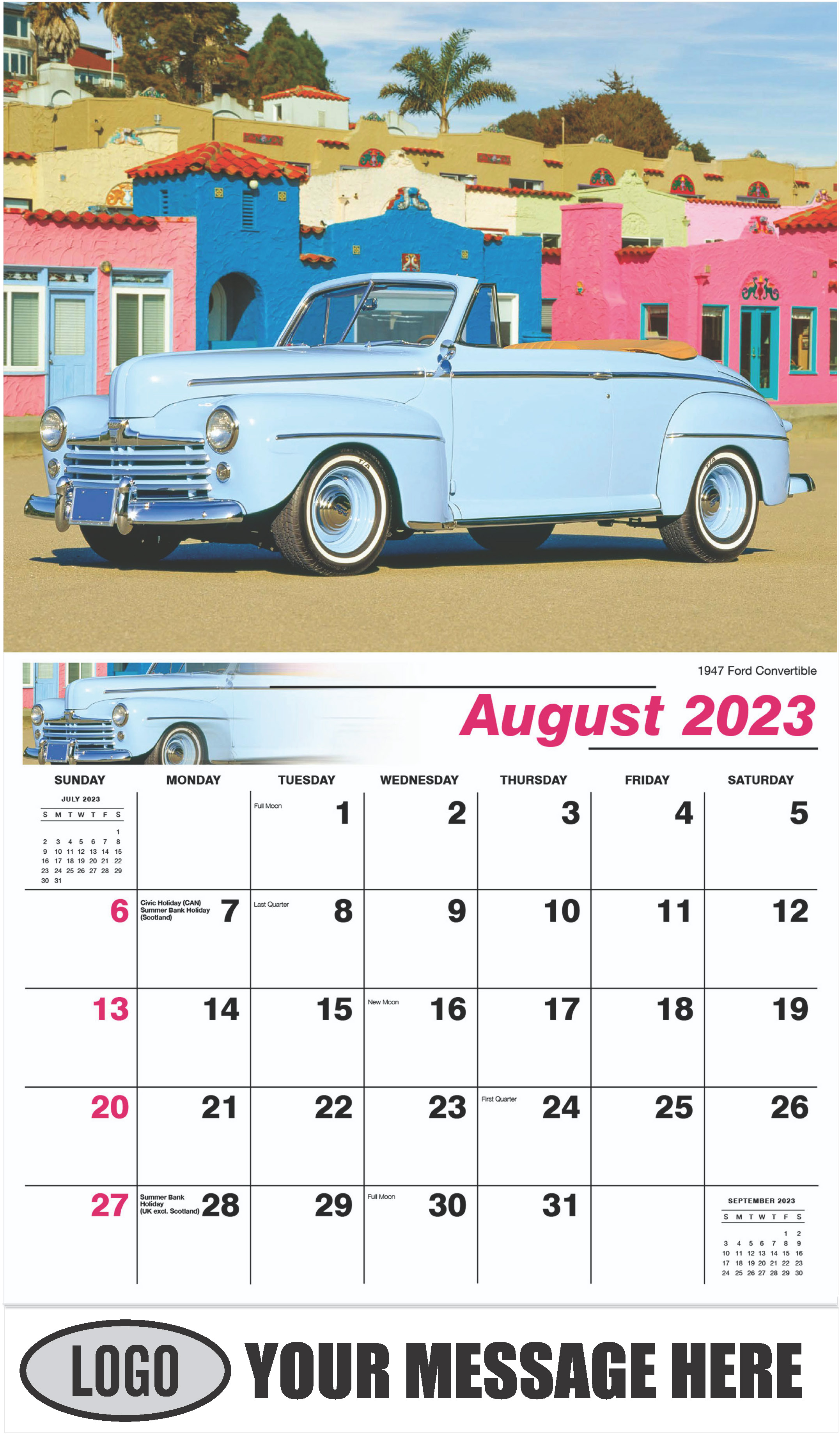 1947 Ford Convertible - August - Henry's Heritage Ford Cars 2023 Promotional Calendar