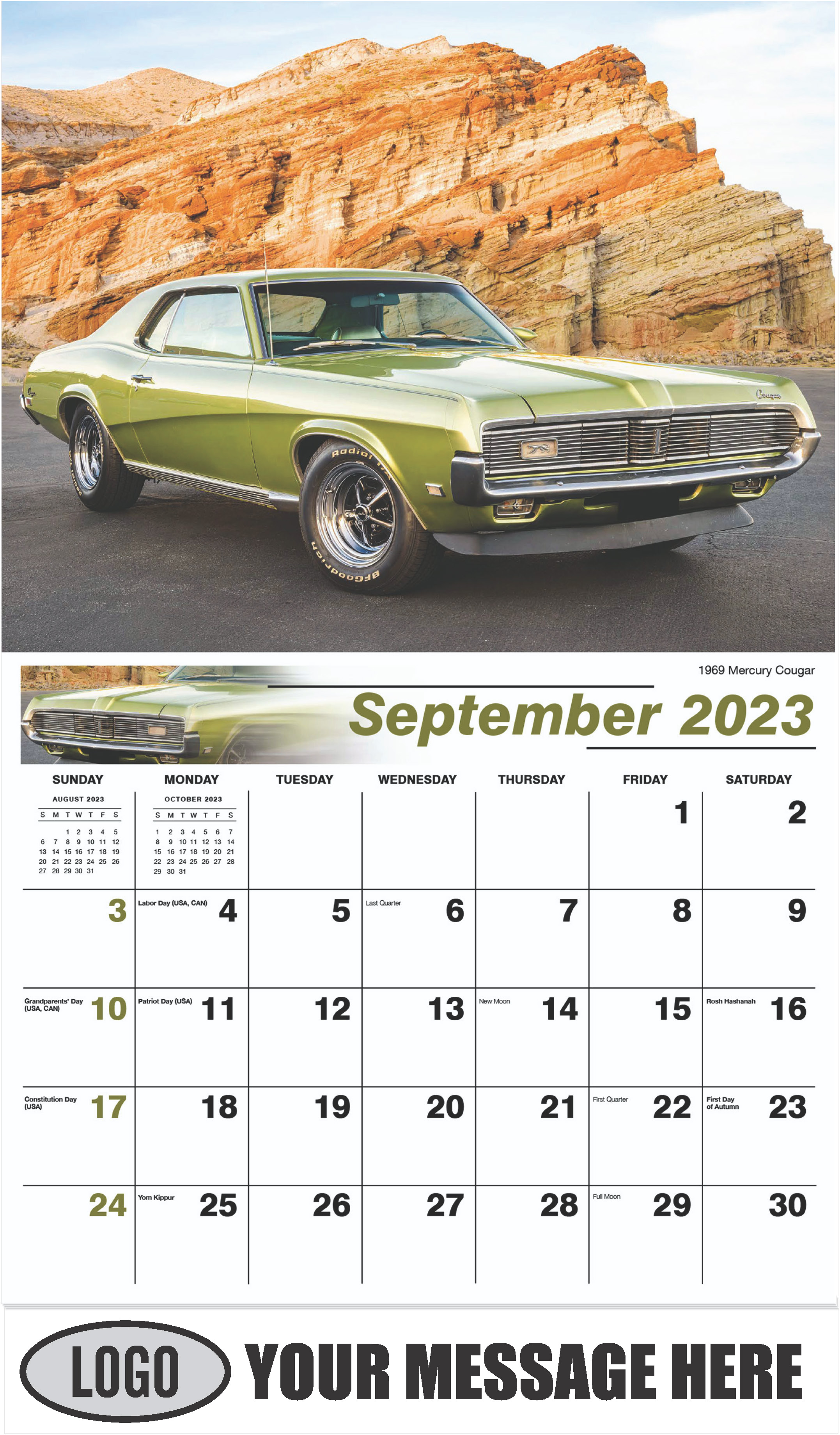 1969 Mercury Cougar - September - Henry's Heritage Ford Cars 2023 Promotional Calendar