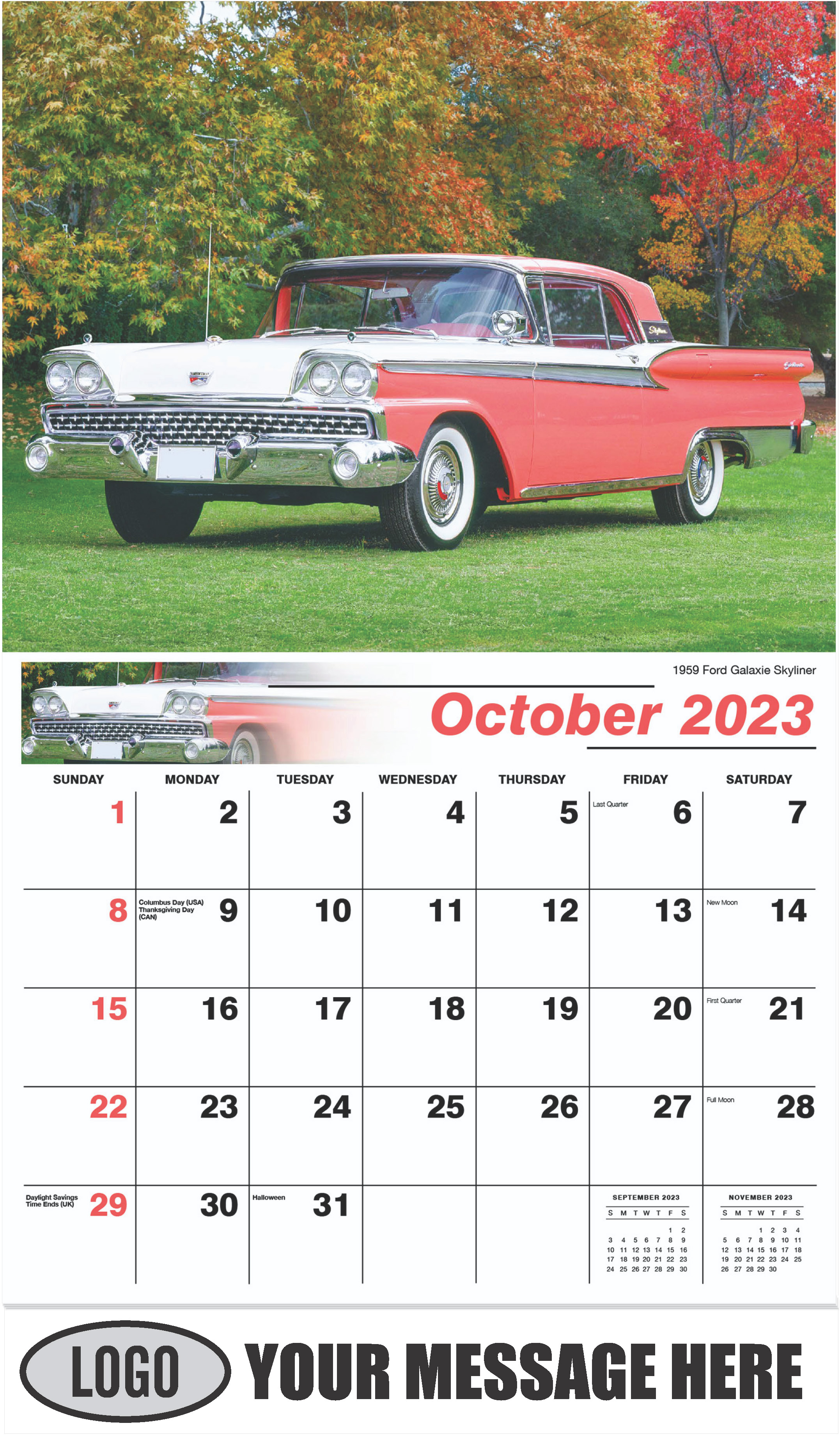 1959 Ford Galaxie Skyliner - October - Henry's Heritage Ford Cars 2023 Promotional Calendar