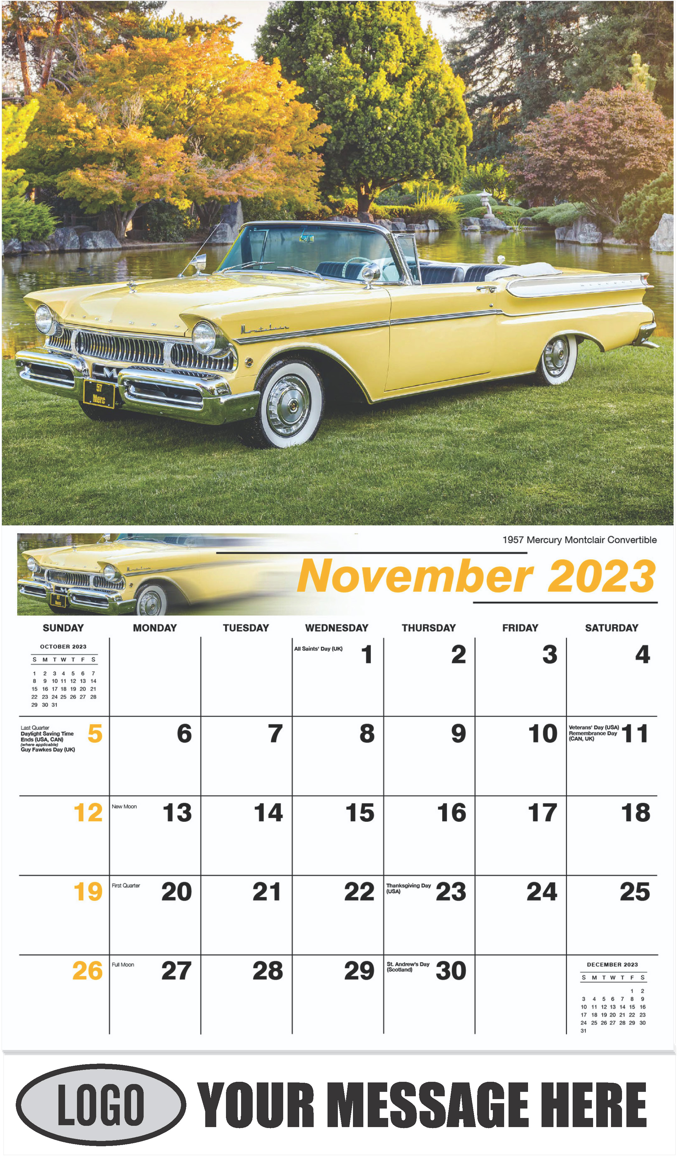 1957 Mercury Montclair Convertible - November - Henry's Heritage Ford Cars 2023 Promotional Calendar