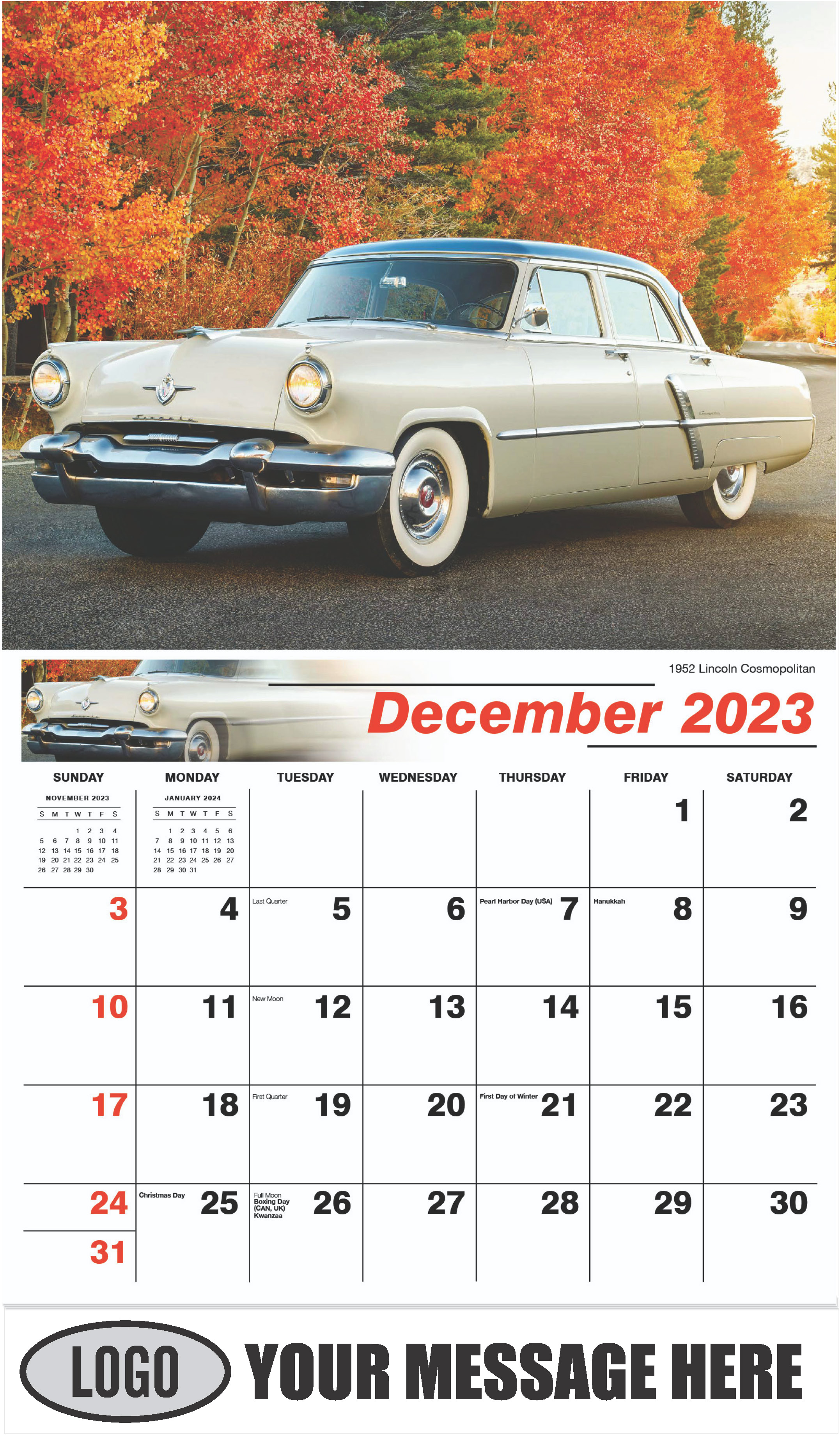 1952 Lincoln Cosmopolitan - December 2023 - Henry's Heritage Ford Cars 2023 Promotional Calendar