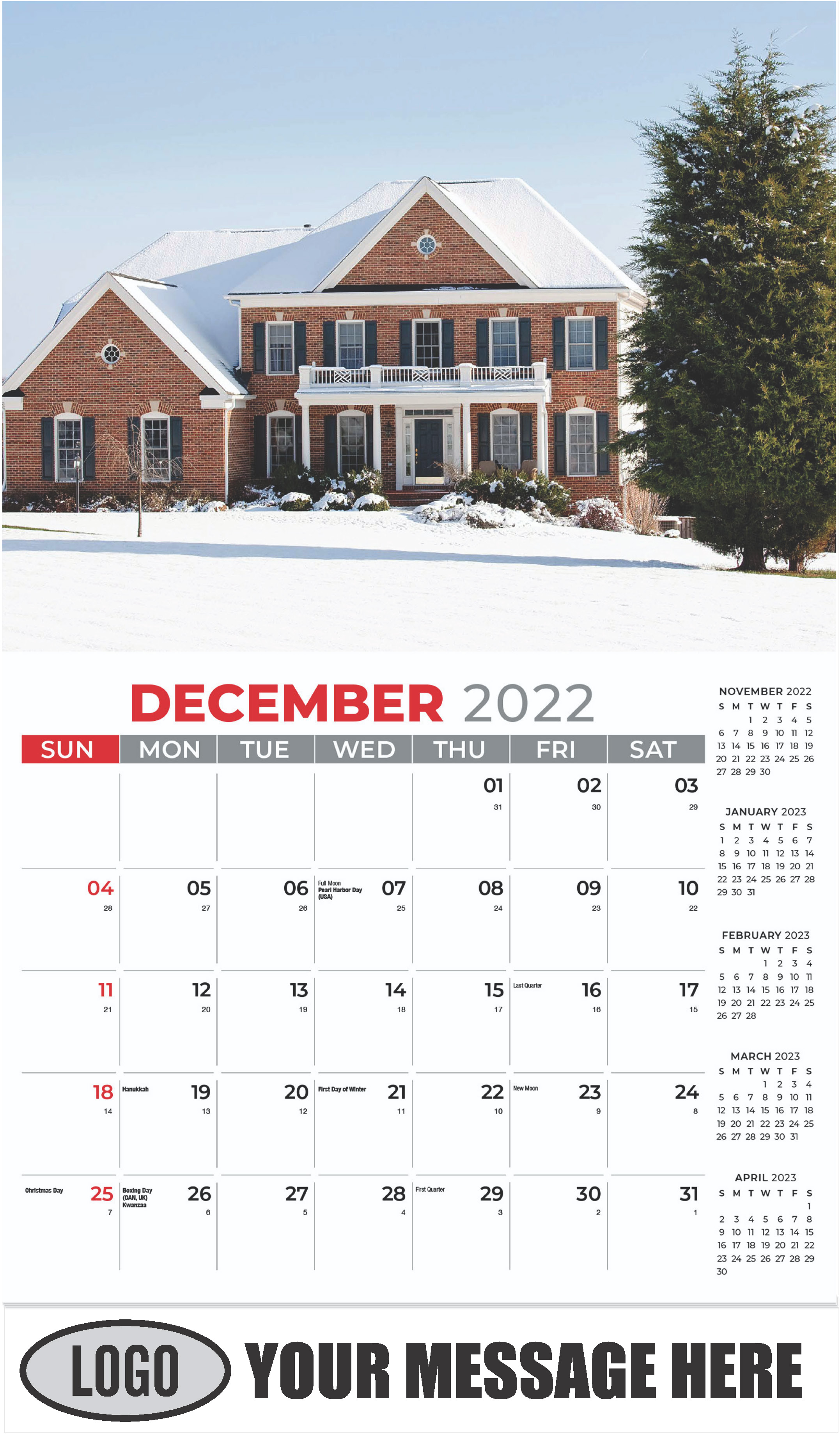 Luxury Homes Calendar - December 2022 - Homes 2023 Promotional Calendar