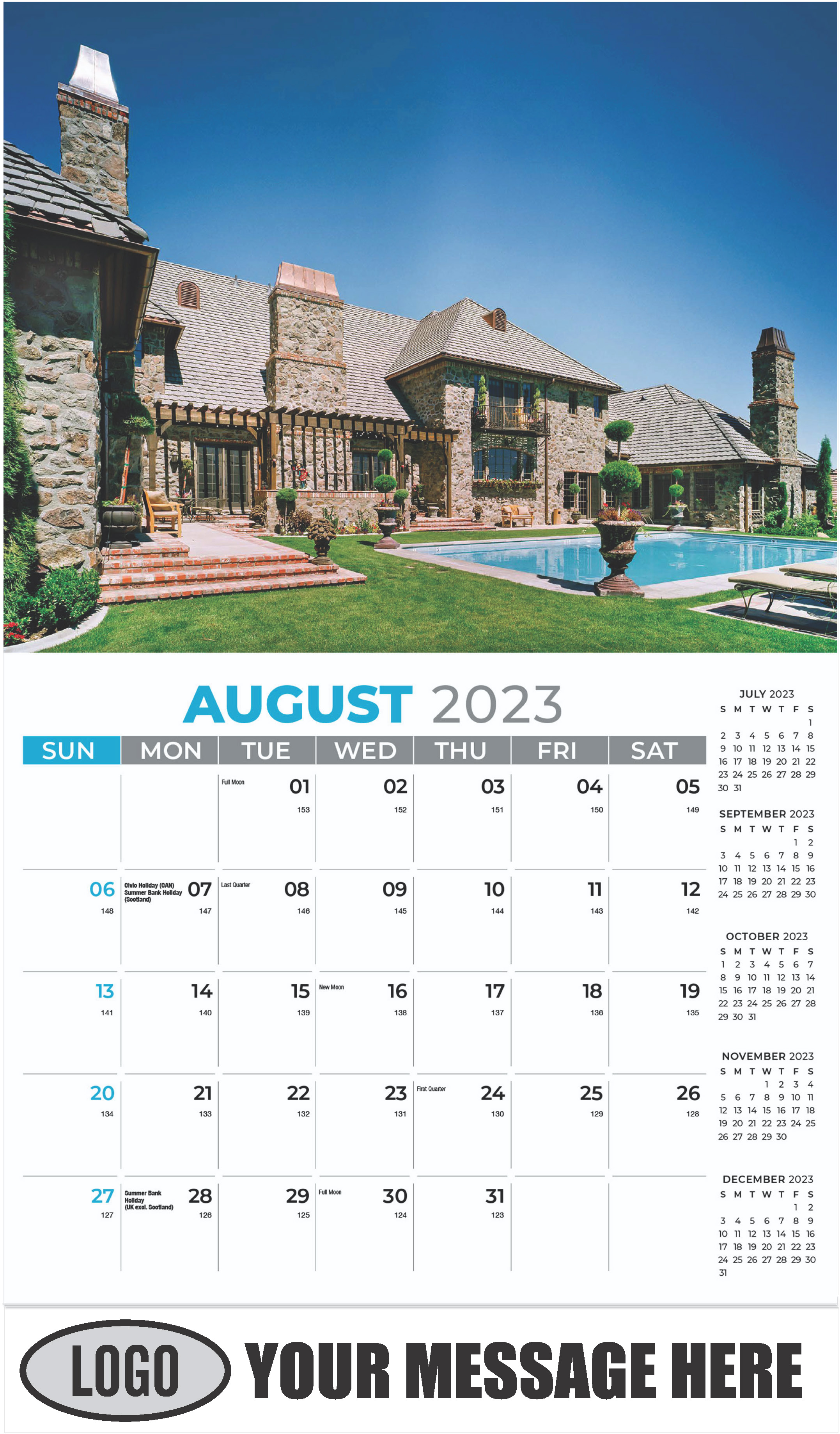 Luxury Homes Calendar - August - Homes 2023 Promotional Calendar