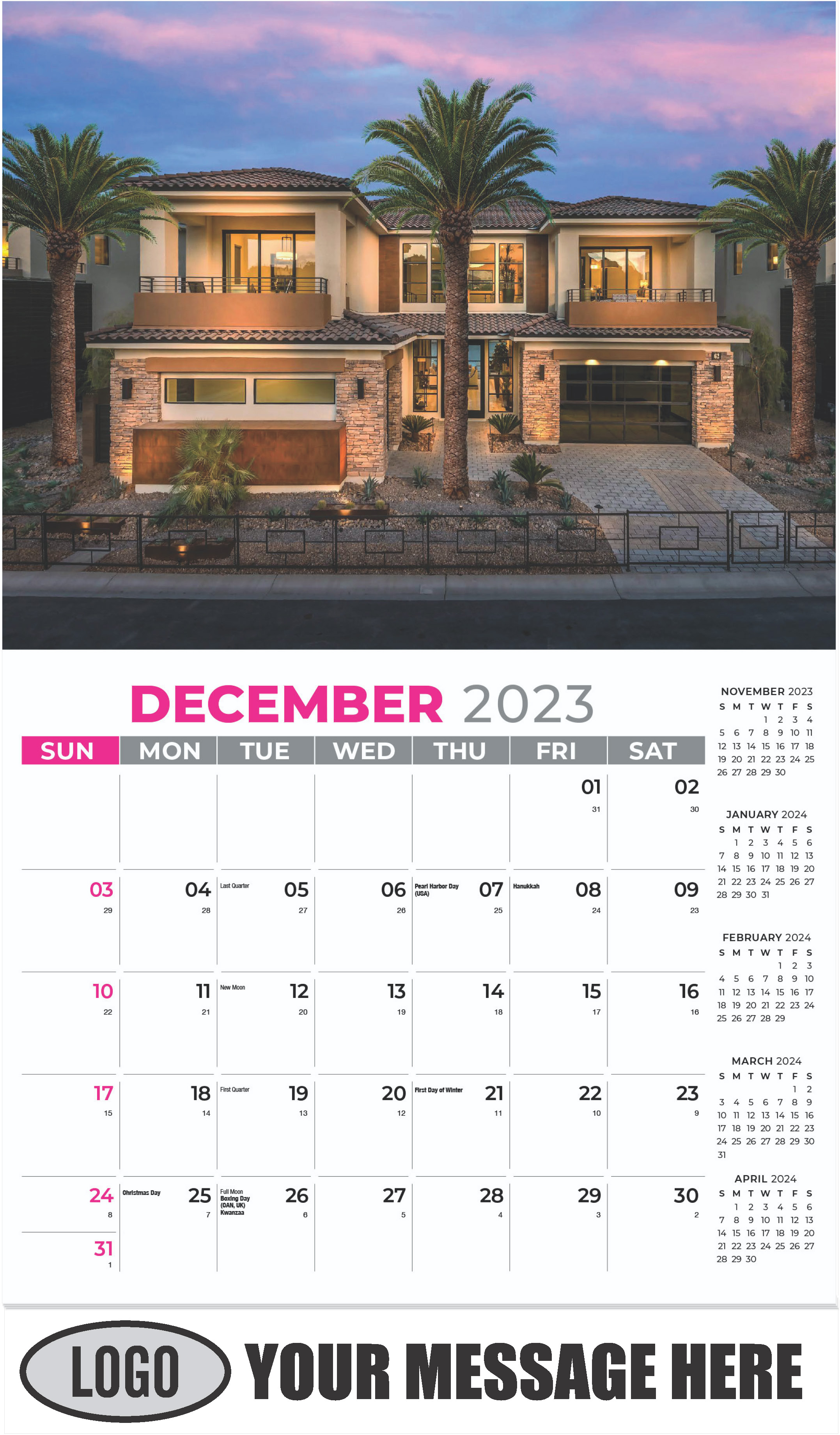 Luxury Homes Calendar - December 2023 - Homes 2023 Promotional Calendar