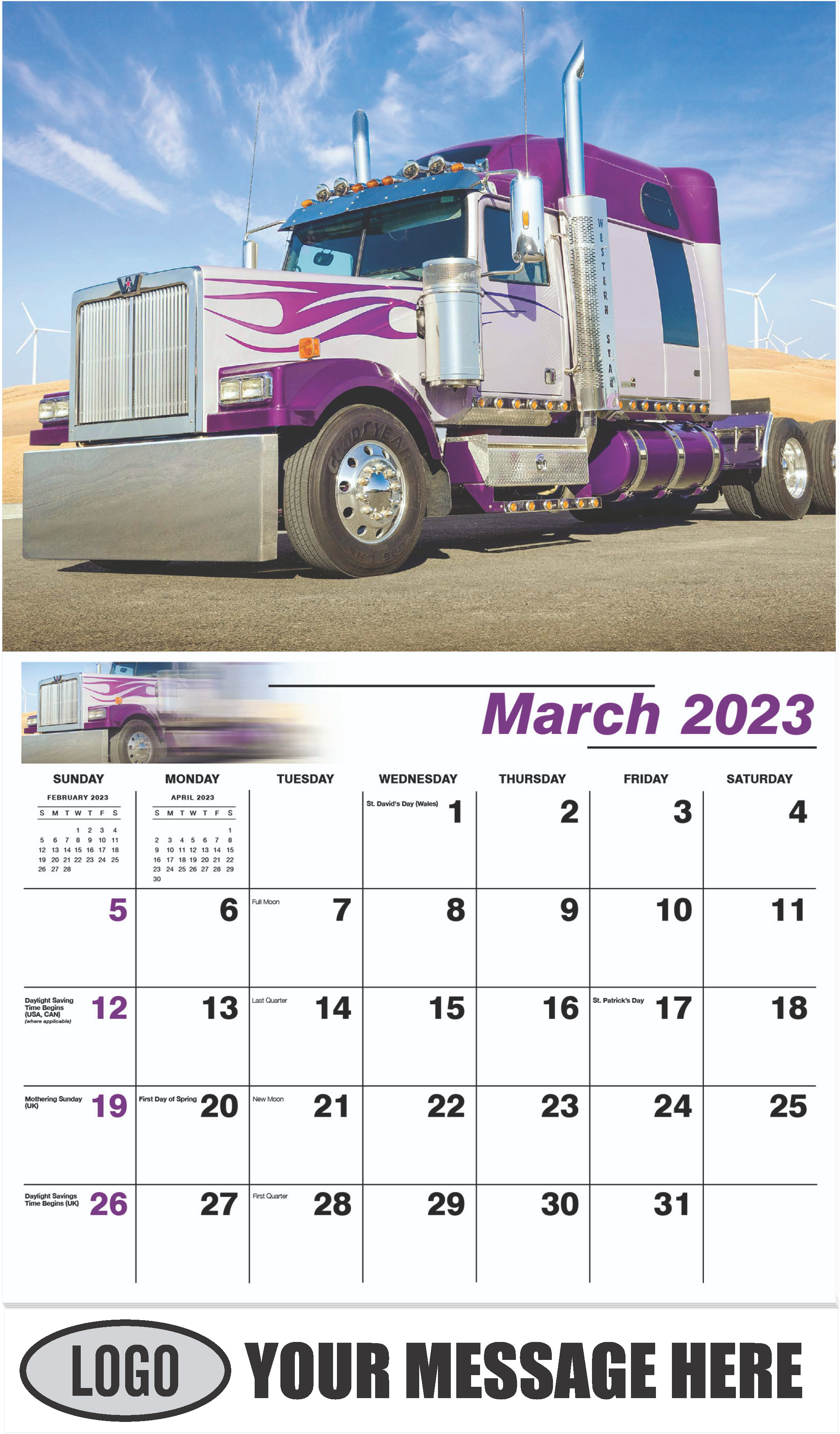 Western Star Big Rig - March - Kings of the Road 2023 Promotional Calendar