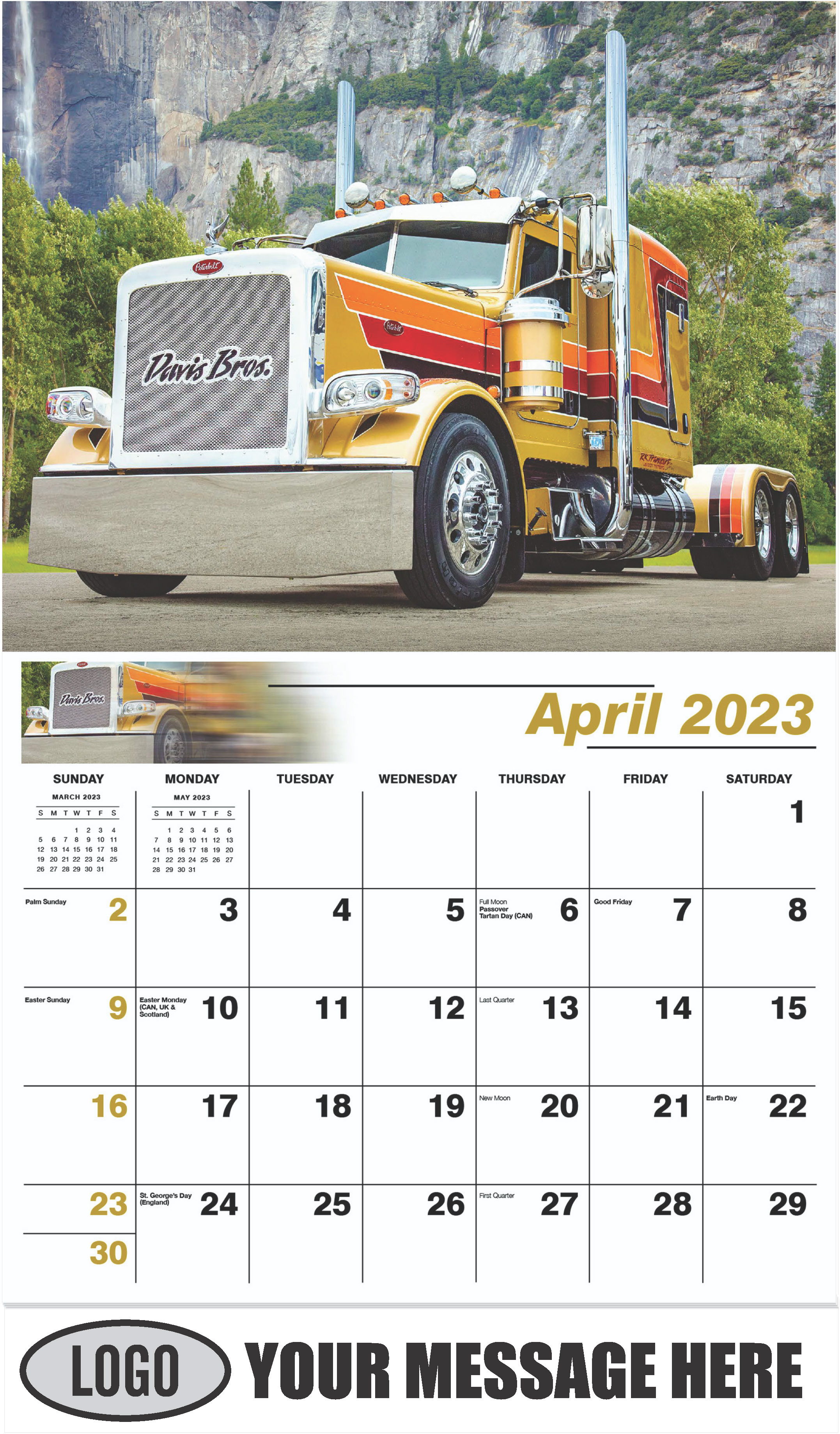 2019 Peterbilt 389 - April - Kings of the Road 2023 Promotional Calendar