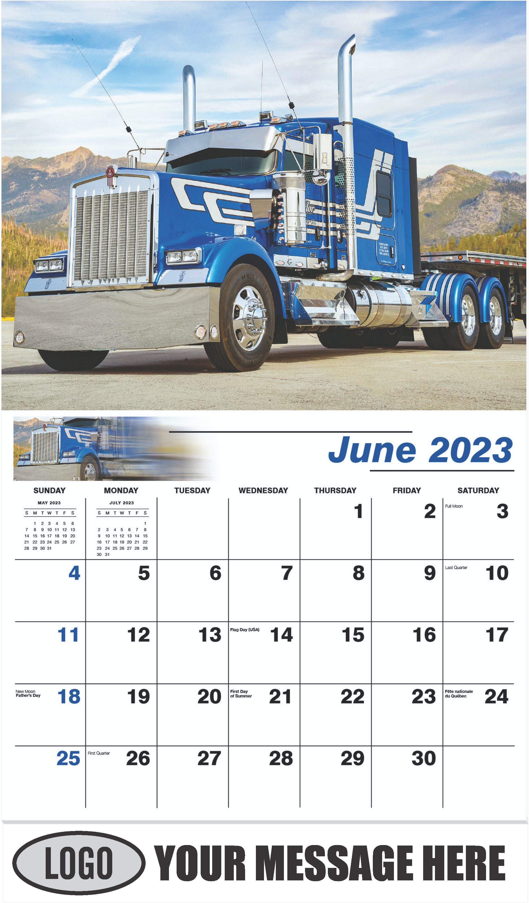 2016 Kenworth W900L - June - Kings of the Road 2023 Promotional Calendar