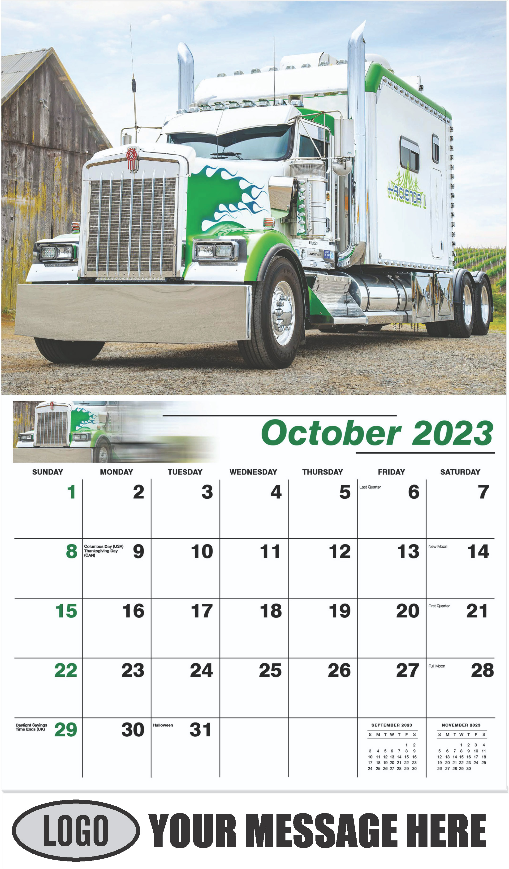 2007 Kenworth W900L - October - Kings of the Road 2023 Promotional Calendar
