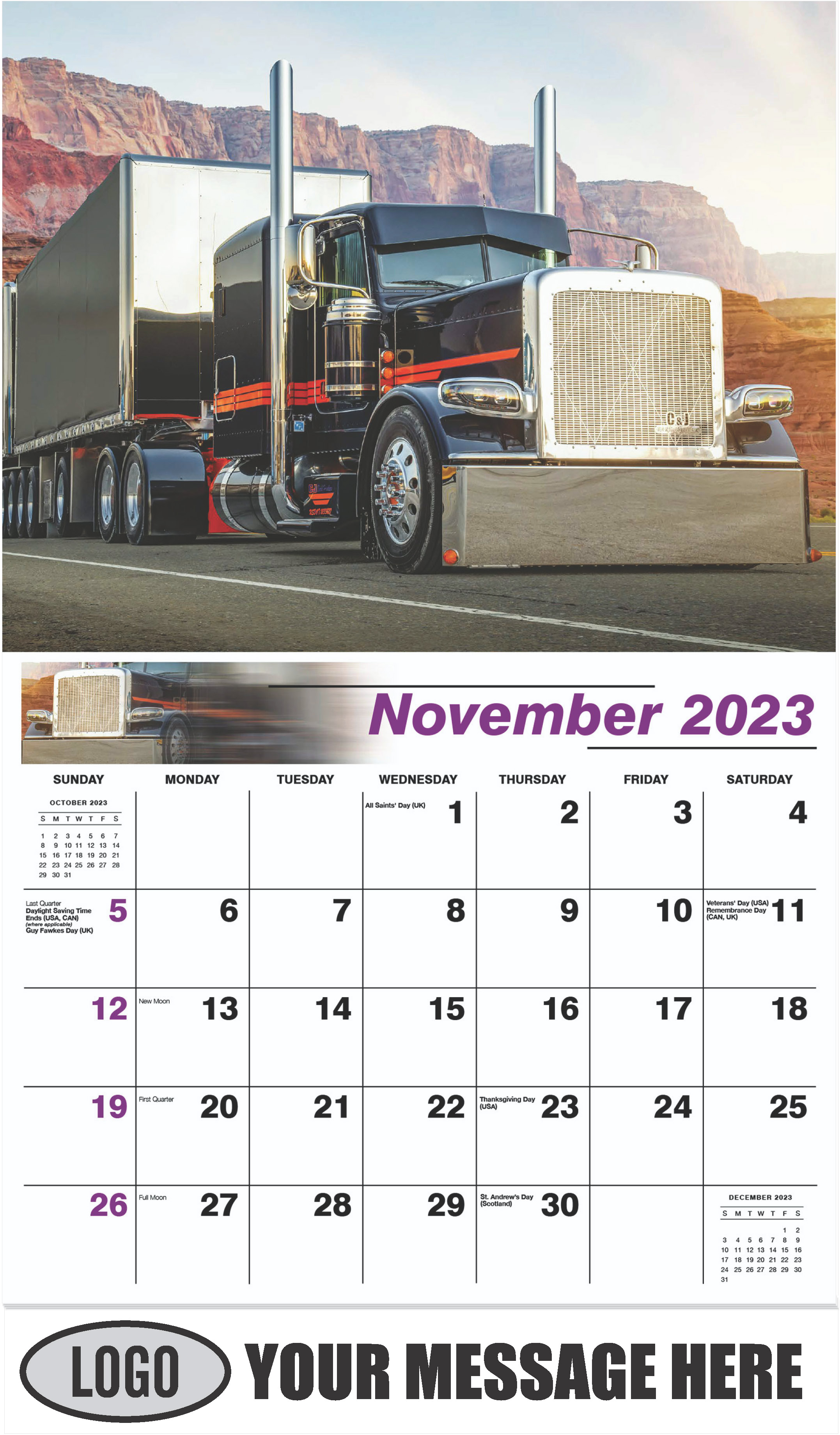 2018 Peterbilt 389 - November - Kings of the Road 2023 Promotional Calendar