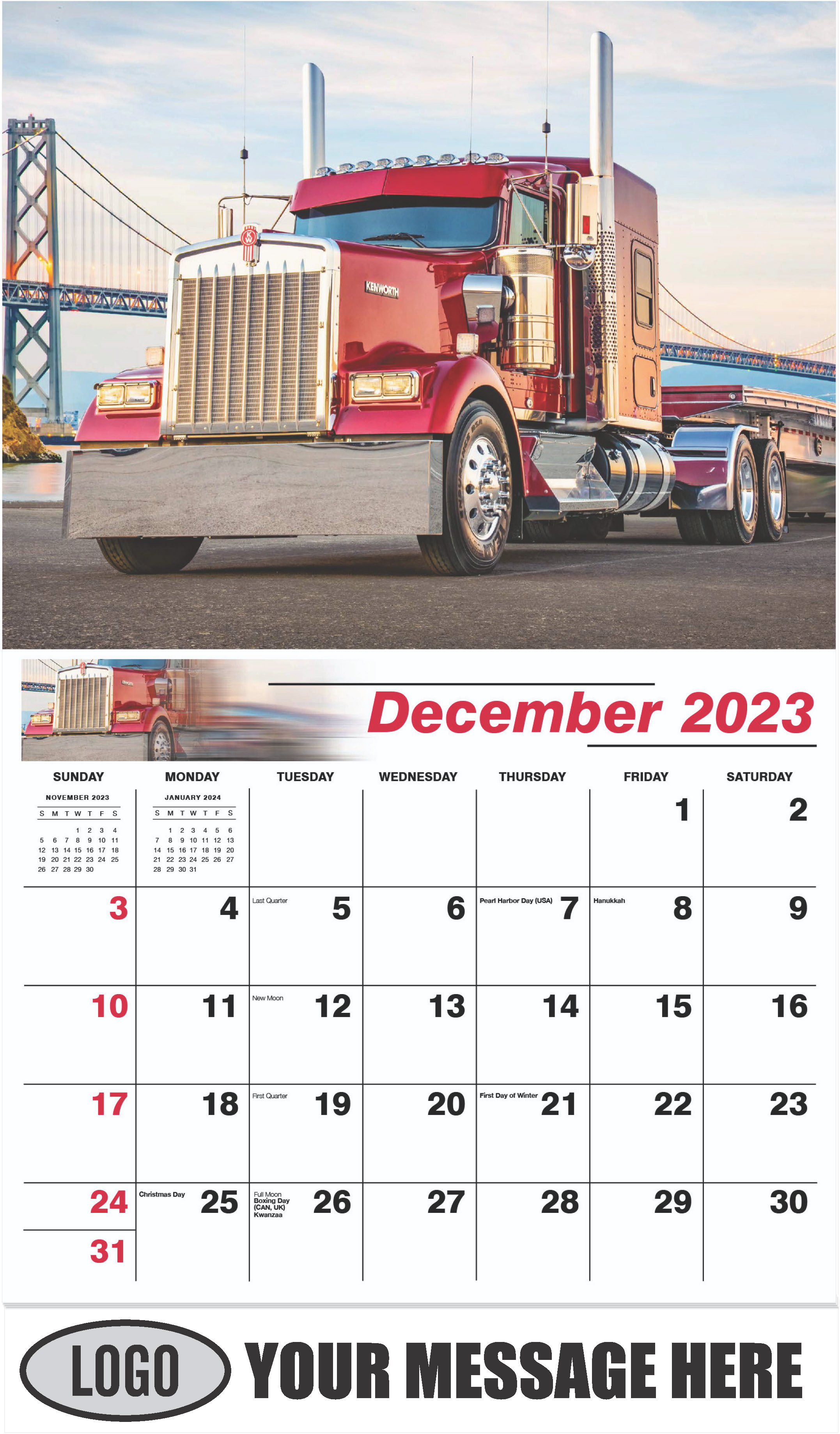 2019 Kenworth W900L - December 2023 - Kings of the Road 2023 Promotional Calendar