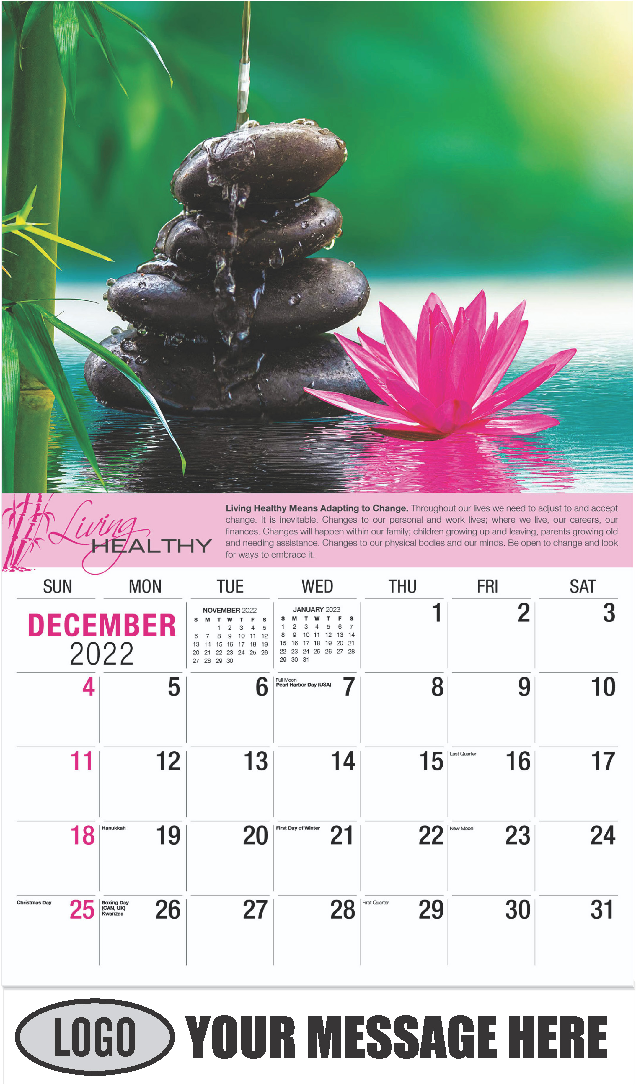 Hot Stones - December 2022 - Living Healthy 2023 Promotional Calendar