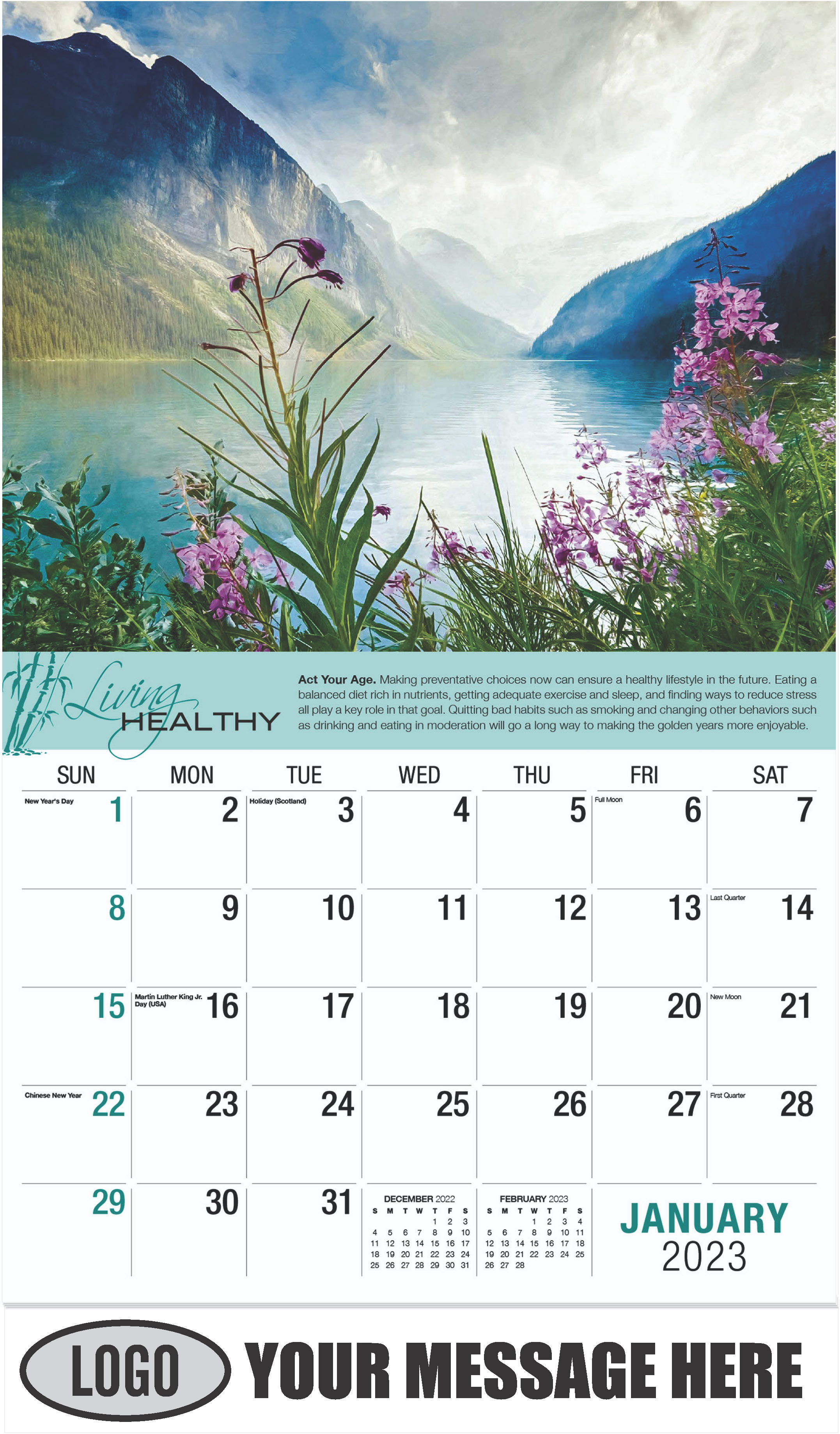 Lake Louise - January - Living Healthy 2023 Promotional Calendar