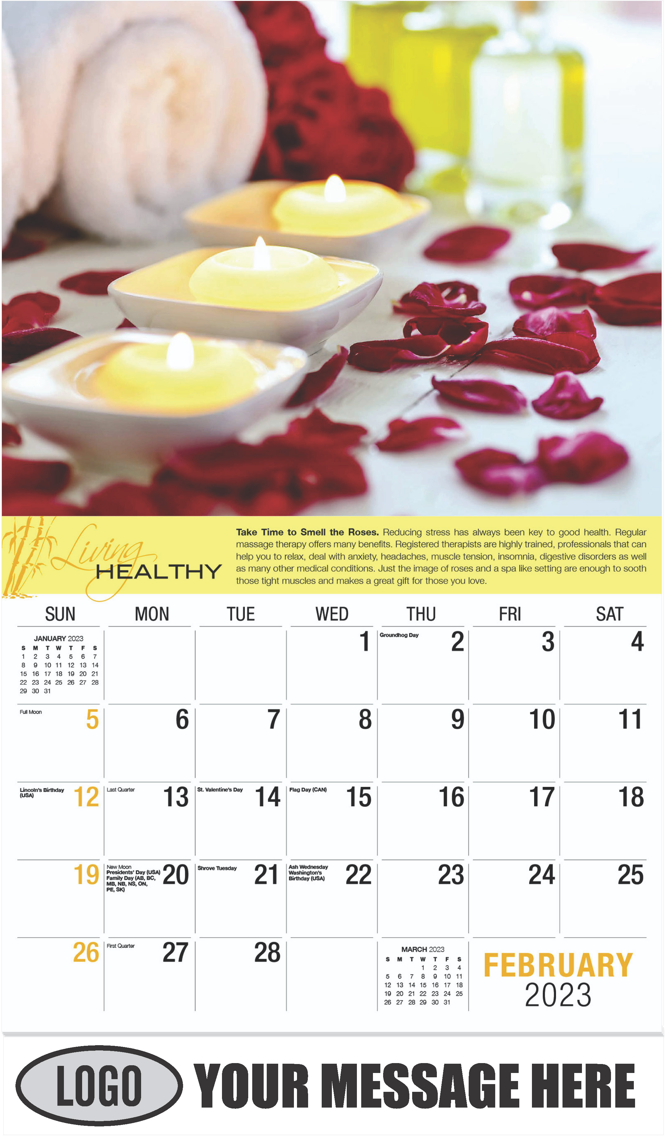 Aromatherapy Oil - February - Living Healthy 2023 Promotional Calendar