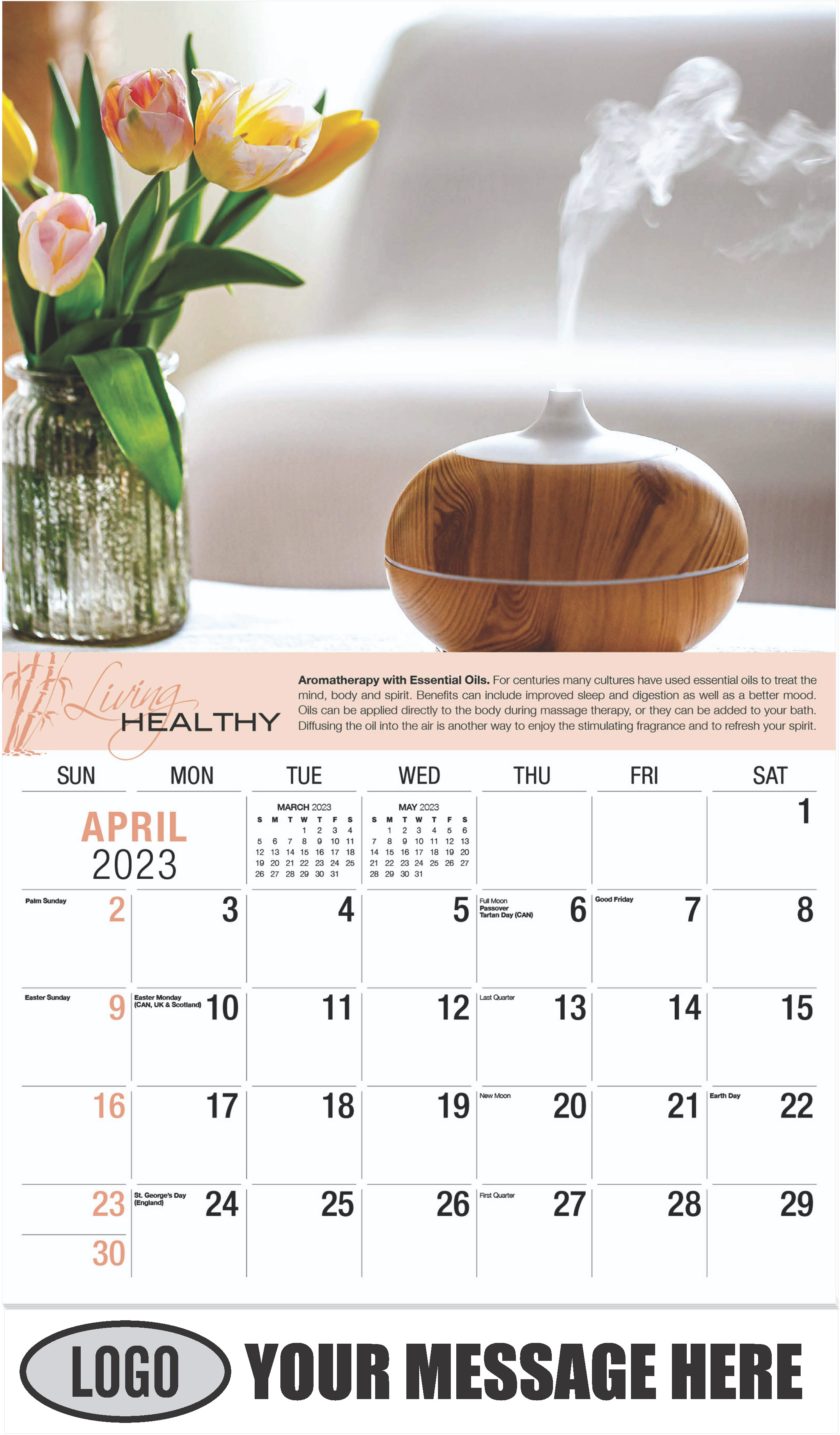Aroma Oil Diffuser Lamp - April - Living Healthy 2023 Promotional Calendar