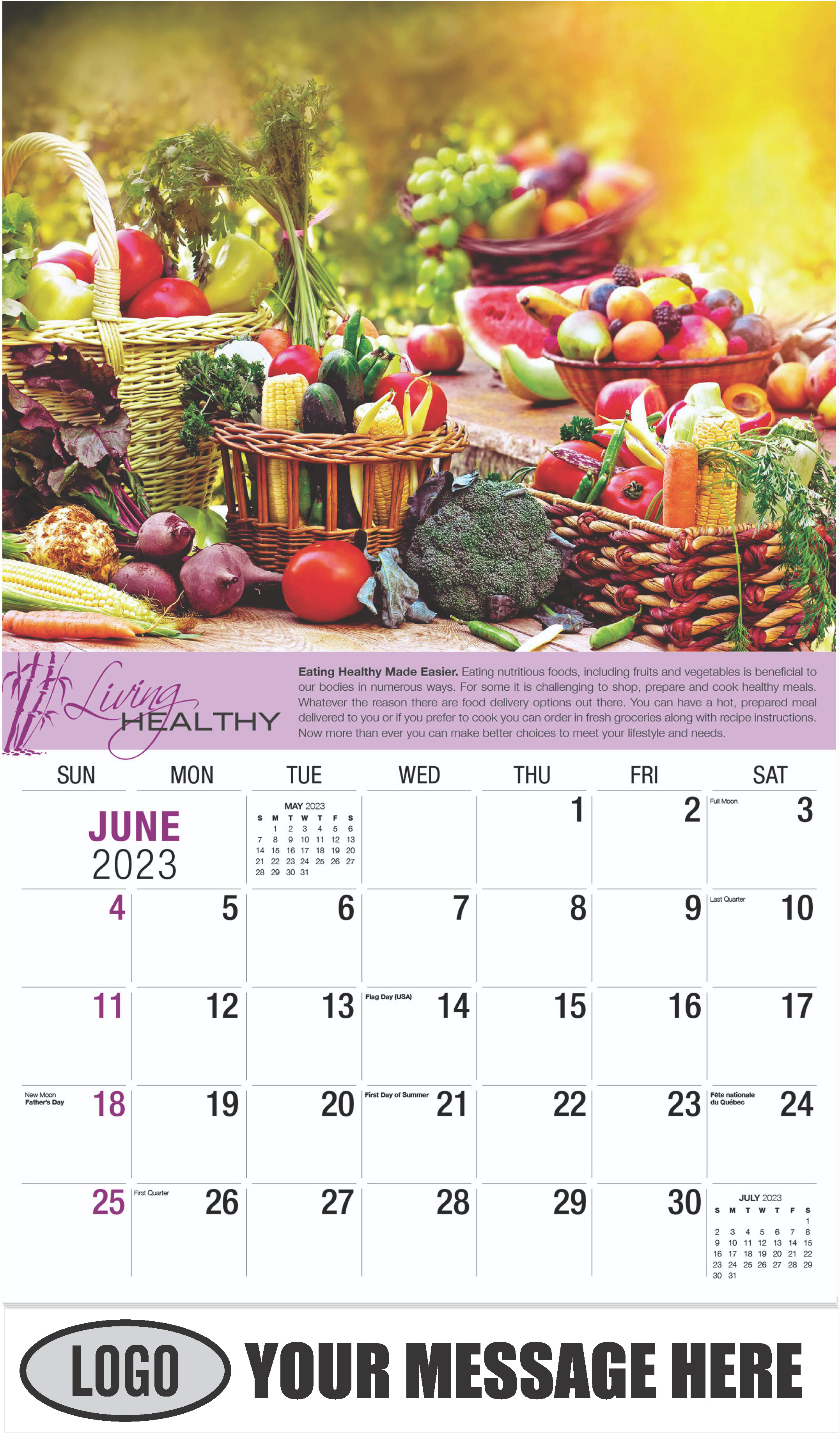 Fruits and Vegetables - June - Living Healthy 2023 Promotional Calendar