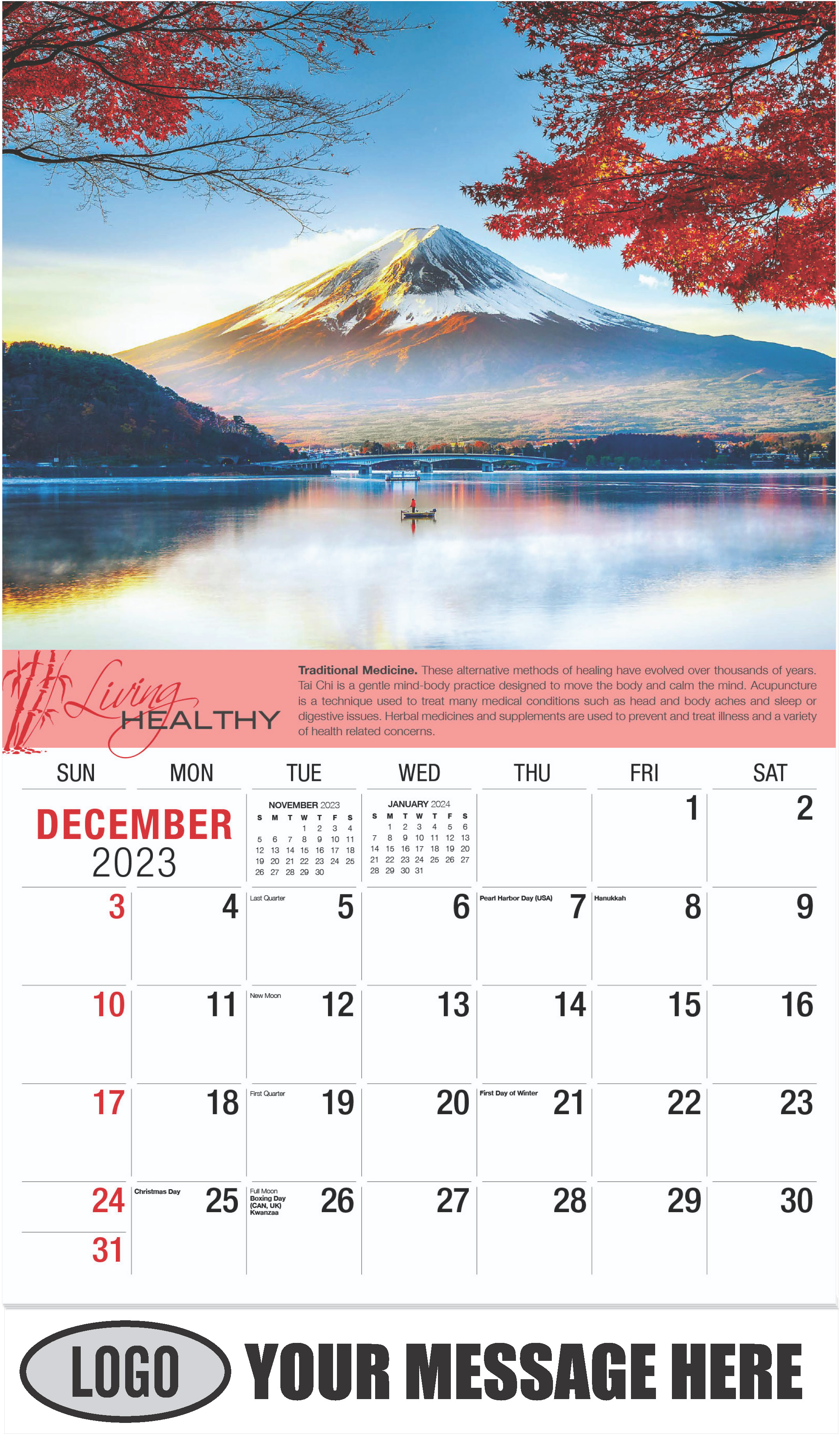 Fuji Mountain - December 2023 - Living Healthy 2023 Promotional Calendar