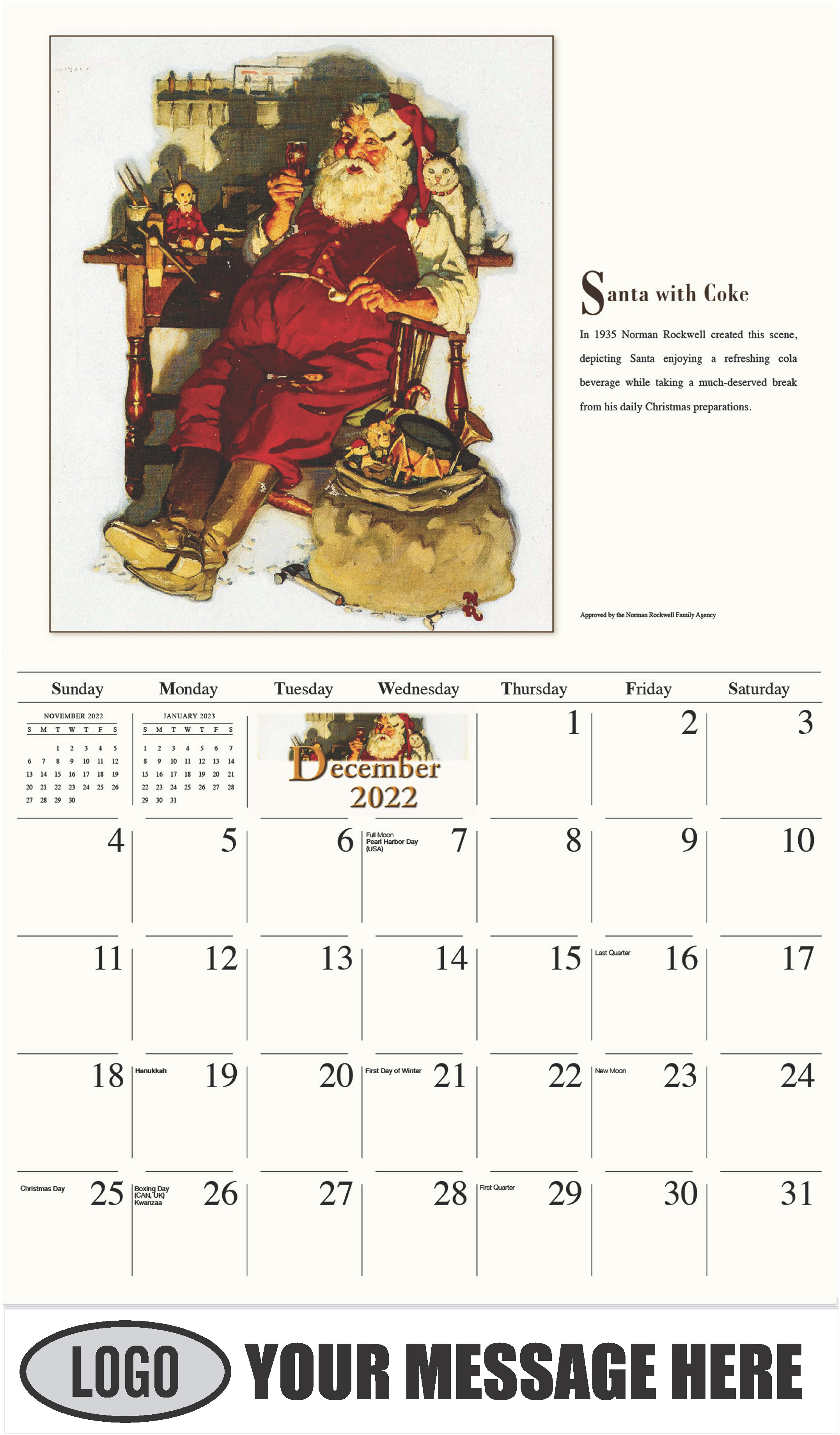 Space Age Santa  - December 2022 - Norman Rockwell - Memorable Images 2023 Promotional Calendar