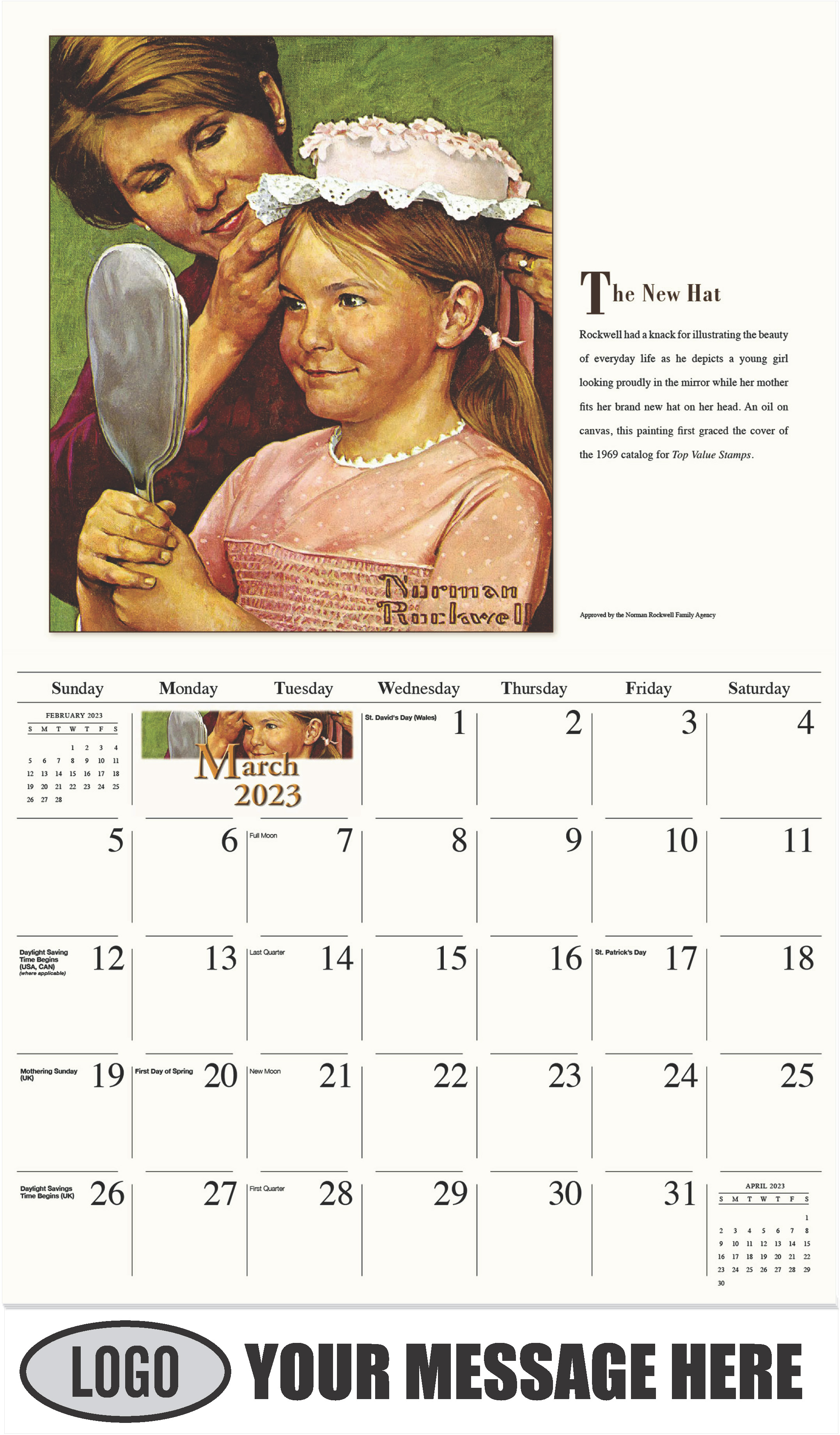 The New Hat - March - Norman Rockwell - Memorable Images 2023 Promotional Calendar