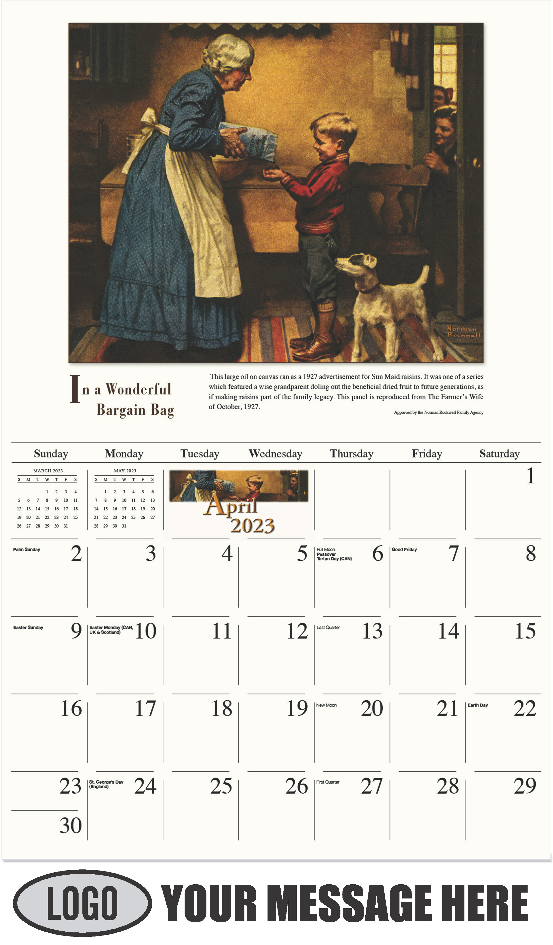 In a Wonderful Bargain Bag - April - Norman Rockwell - Memorable Images 2023 Promotional Calendar