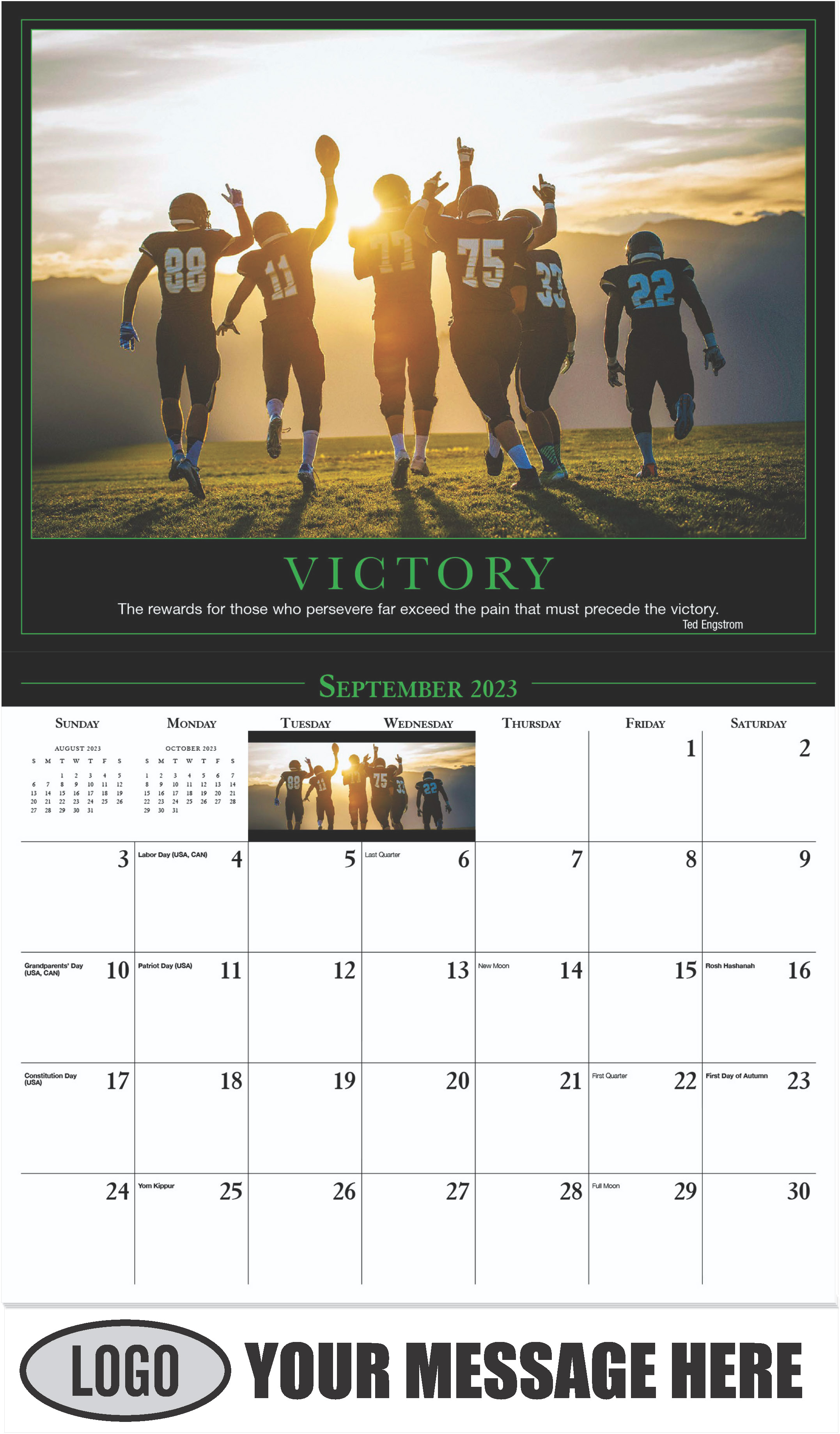 VICTORY ''The rewards for those who persevere far exceed the pain that must precede the victory.'' - Ted Engstrom - September - Motivation 2023 Promotional Calendar